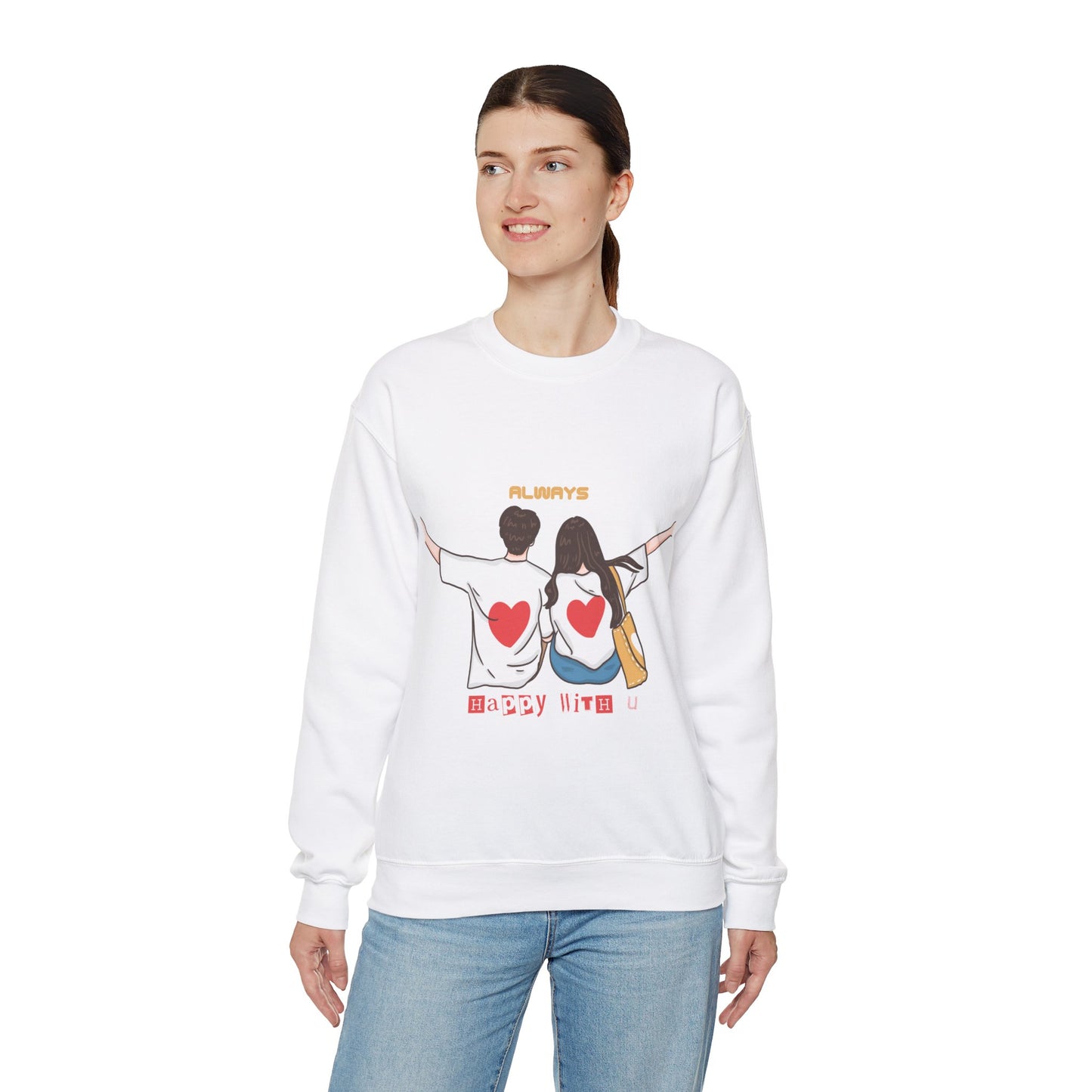 Always happy with you, Valentine's specials Crewneck Sweatshirt for men and women