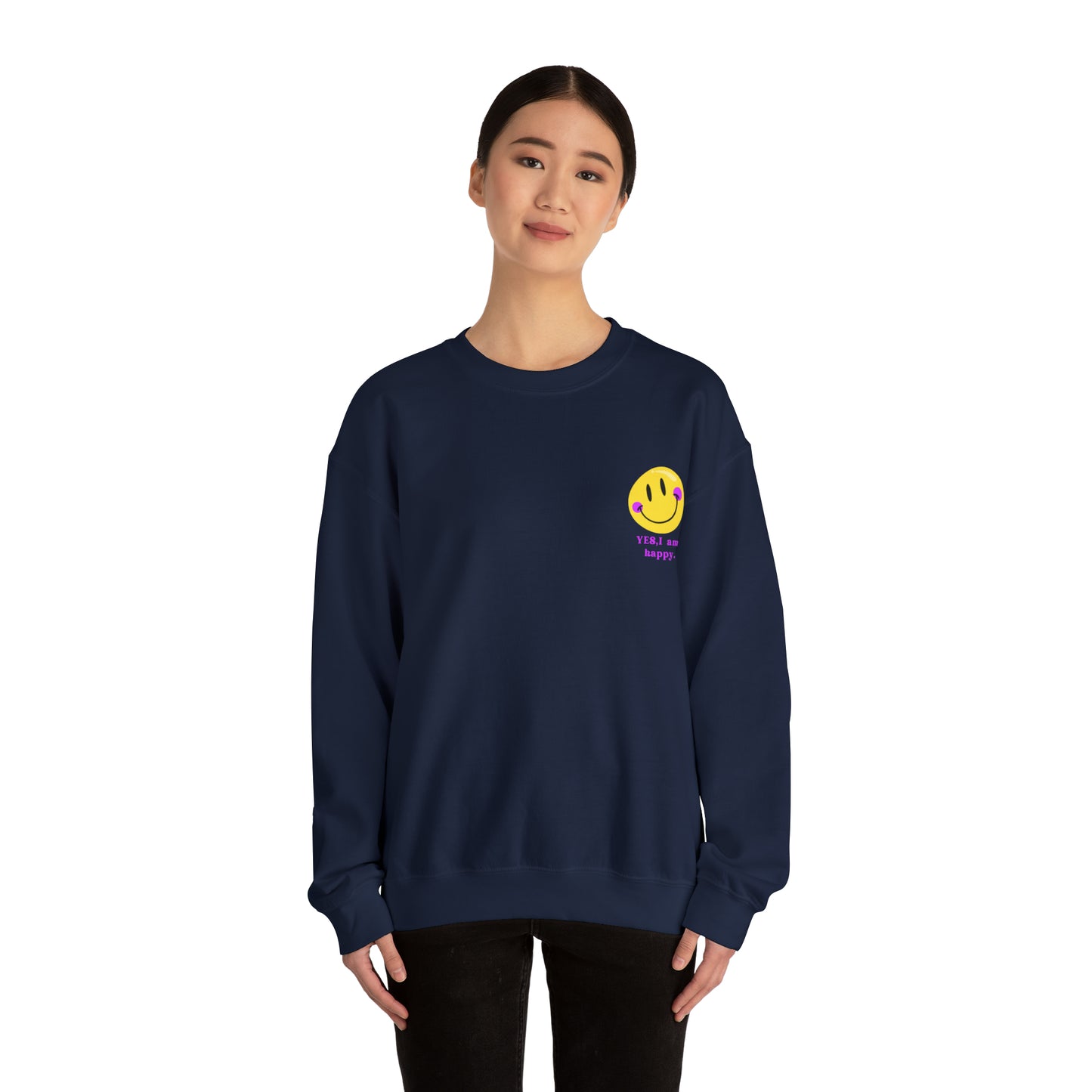 Yes, i am happy Heavy Blend™ Crewneck Sweatshirt for men and women