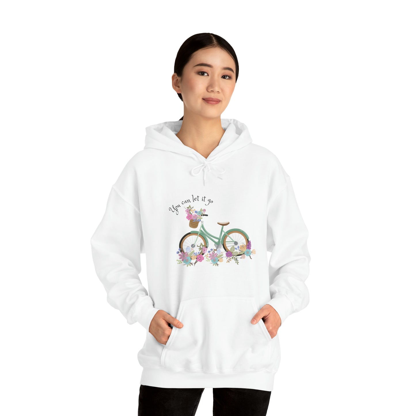 Beautiful and Colourful bicycle with flowers you can let it go  Heavy Blend™ Hooded Sweatshirt for women