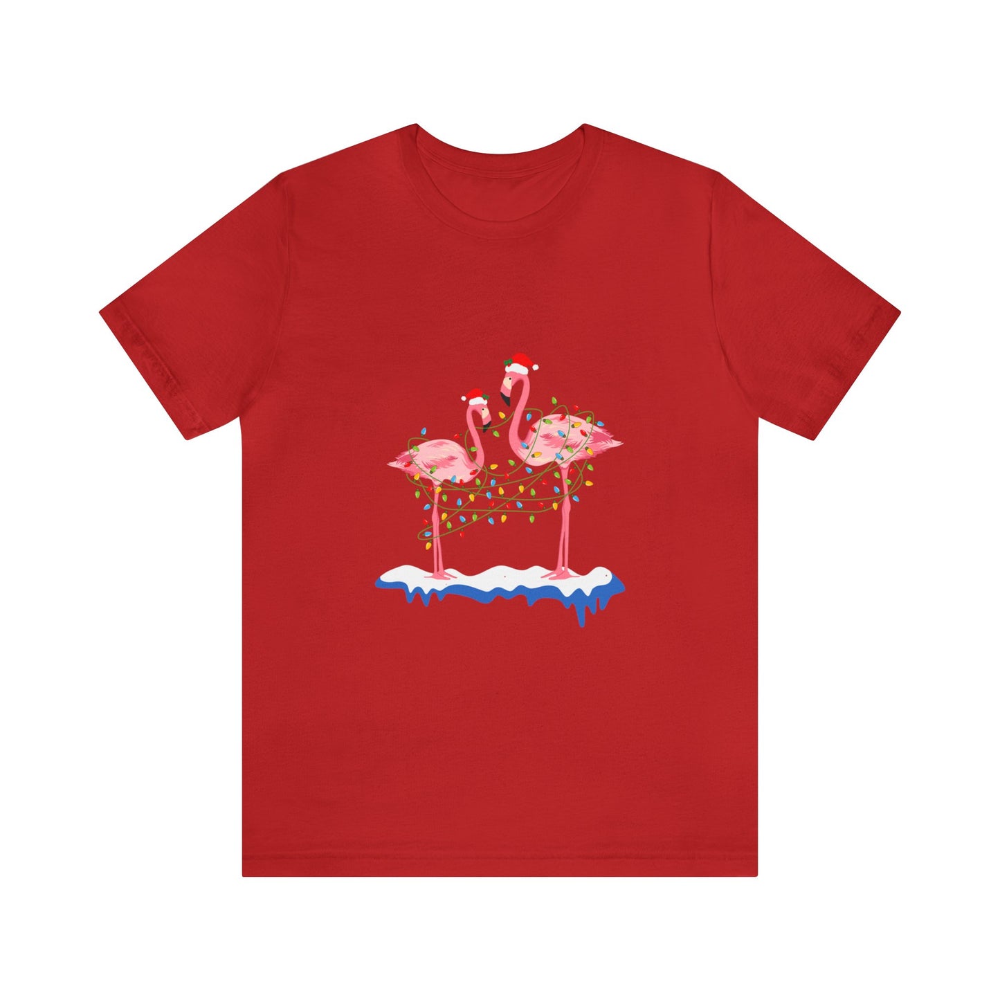 Beautiful flamingo MERRY CHRISTMAS Jersey Short Sleeve Tee for men and women