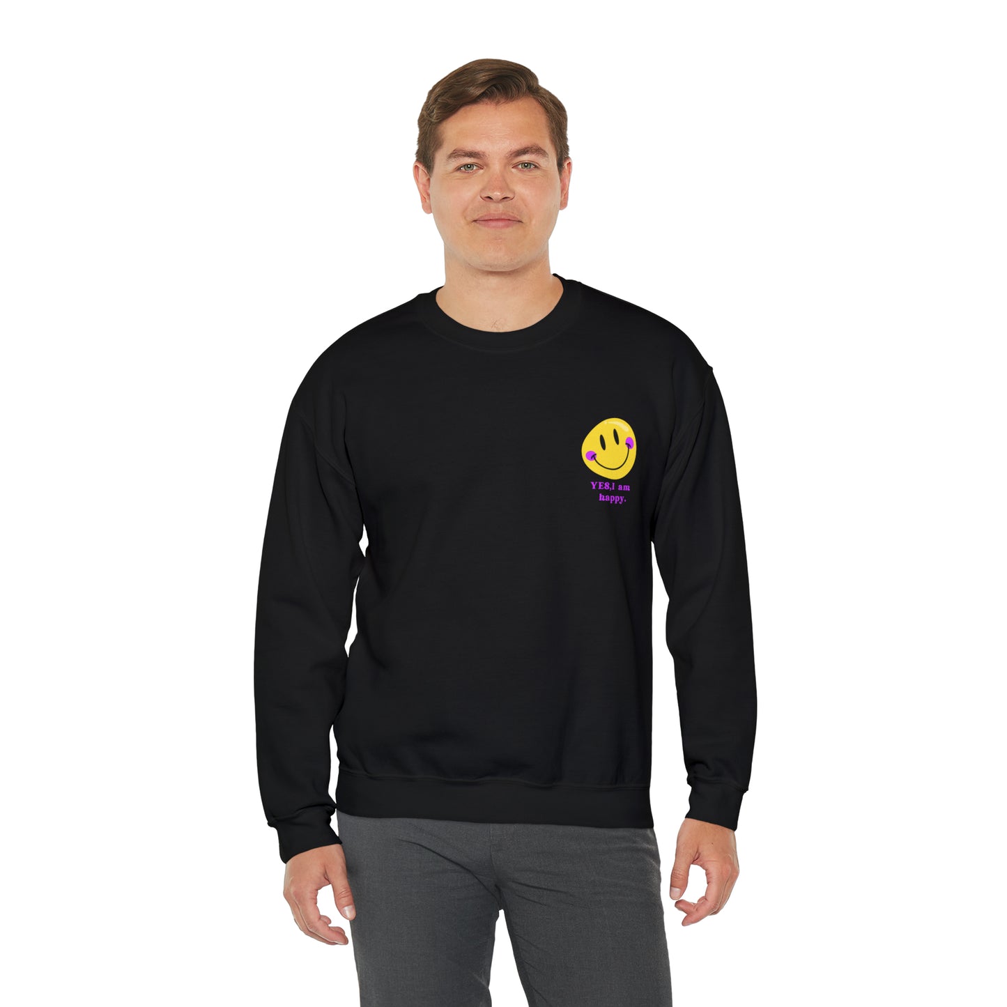 Yes, i am happy Heavy Blend™ Crewneck Sweatshirt for men and women