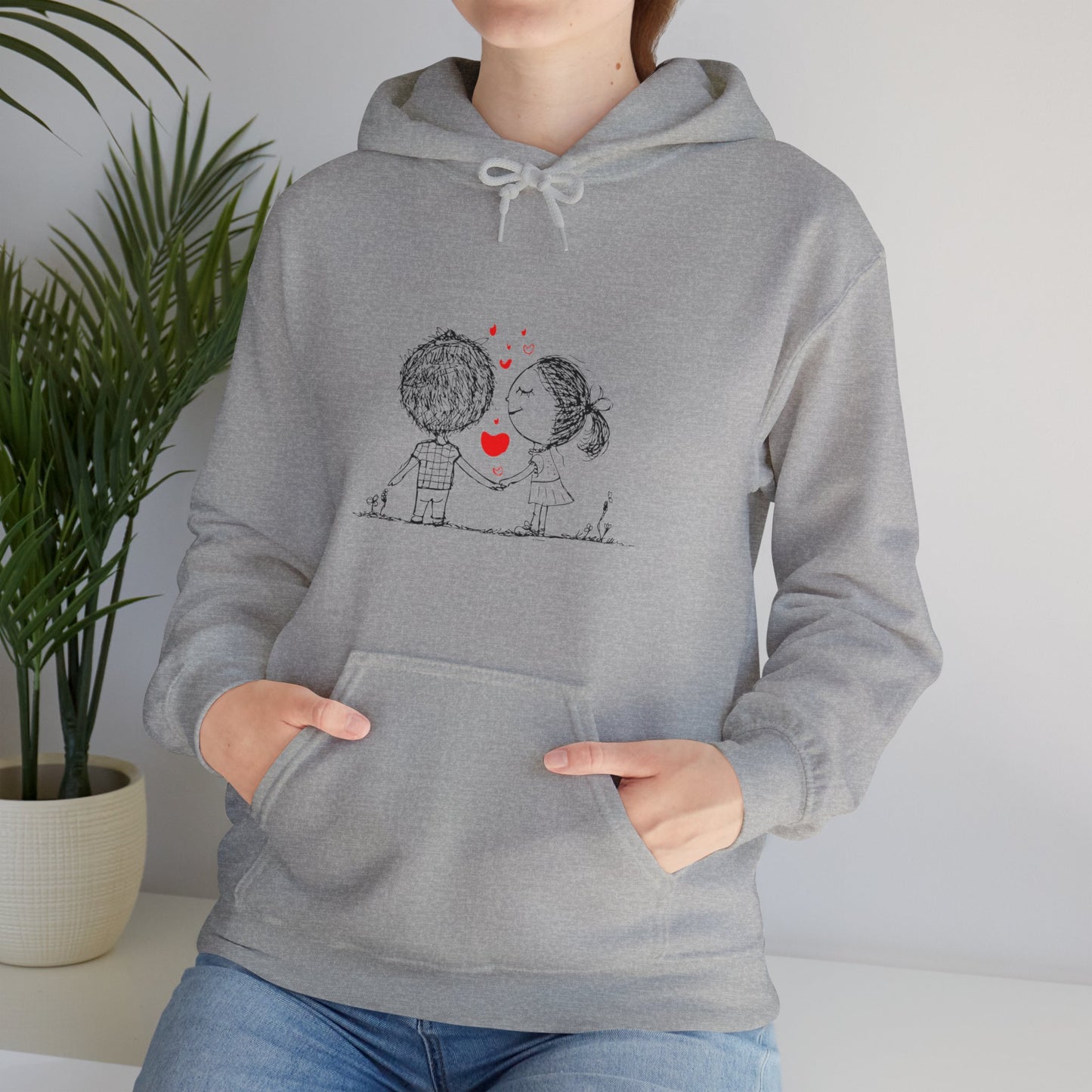 Love couple, Valentine's day cute Heavy Hooded Sweatshirt for men women