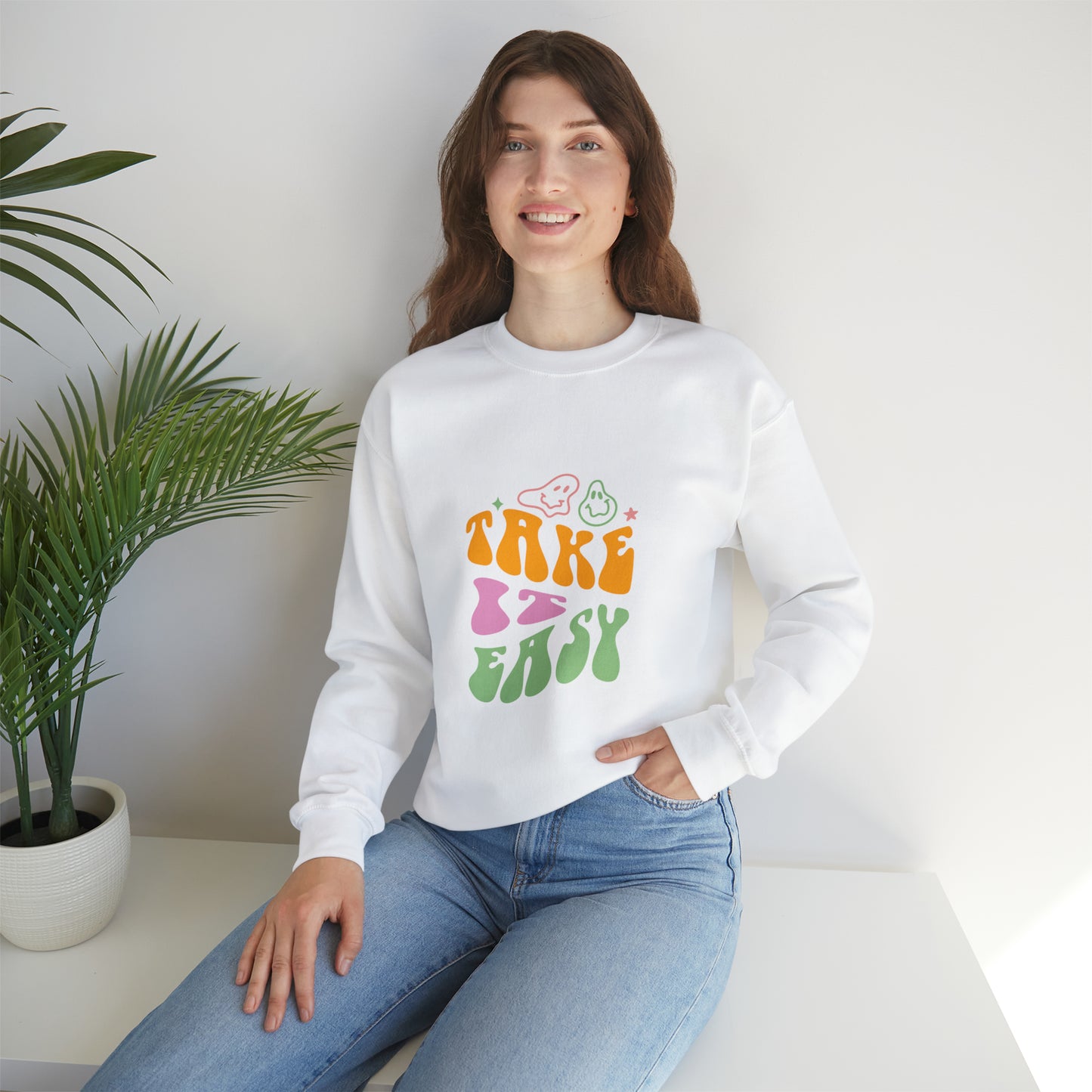 Take it easy colourful men and women Heavy Blend™ Crewneck Sweatshirt