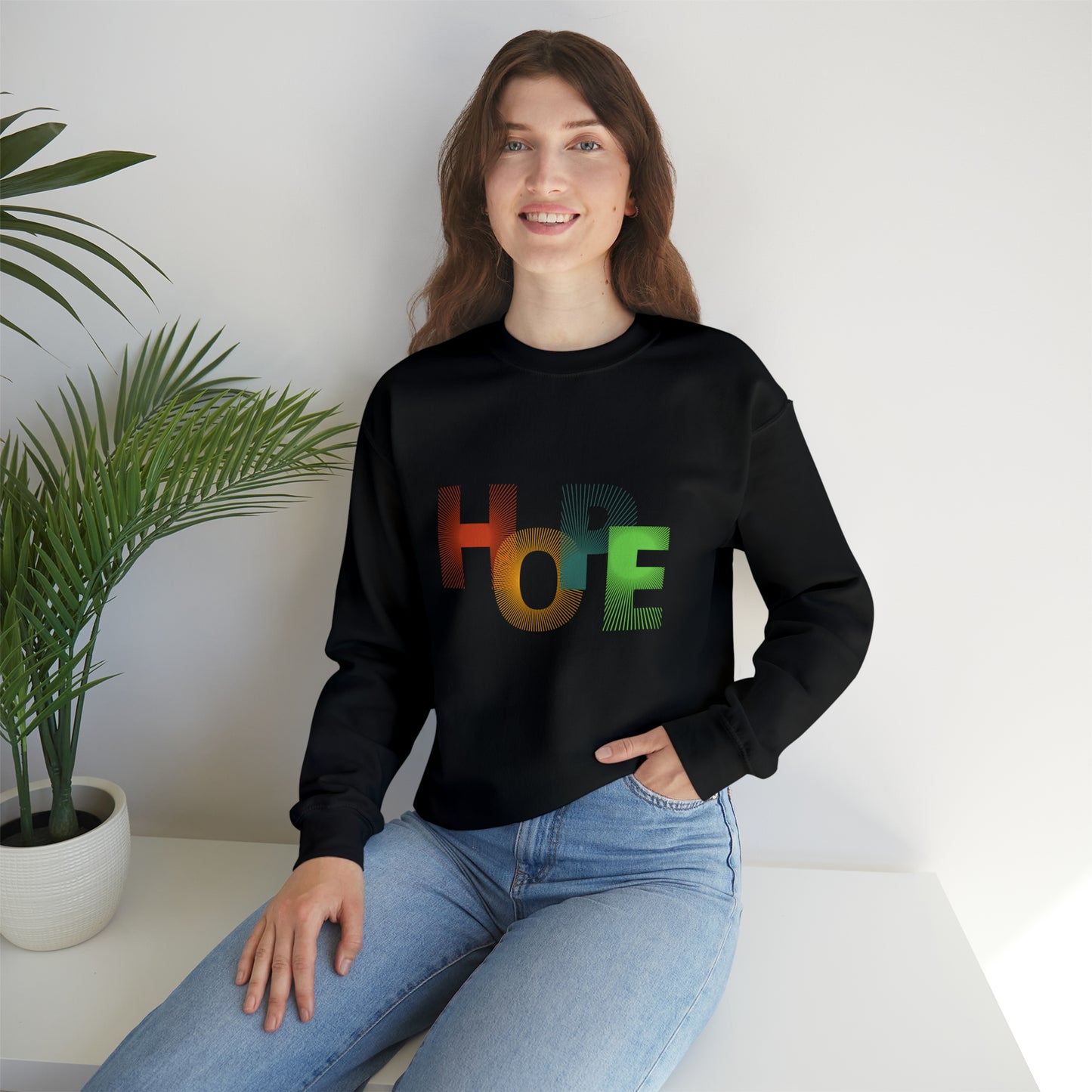 Beautiful and Colourful HOPE Heavy Blend™ Crewneck Sweatshirt for men and women