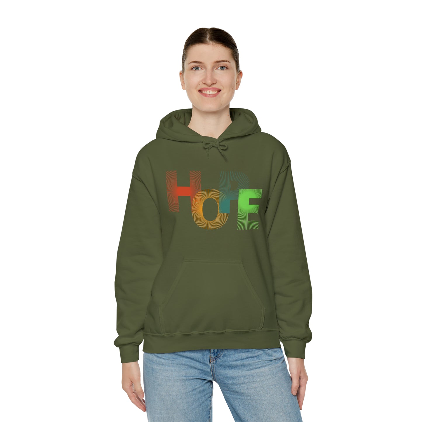 Beautiful and colourful HOPE Heavy Blend™ Hooded Sweatshirt for men and women