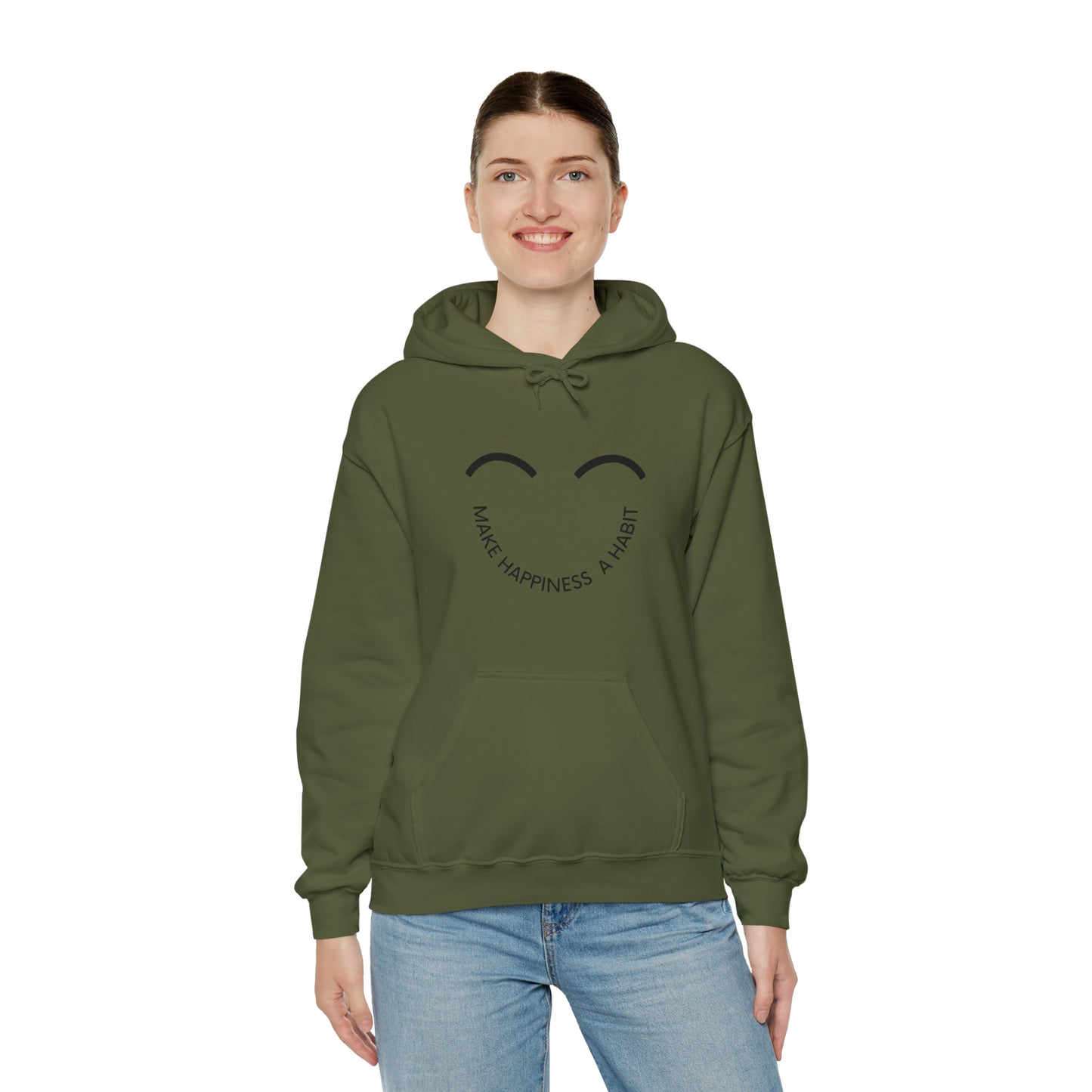 Make happiness a habit Heavy Blend™ Hooded Sweatshirt for men and women