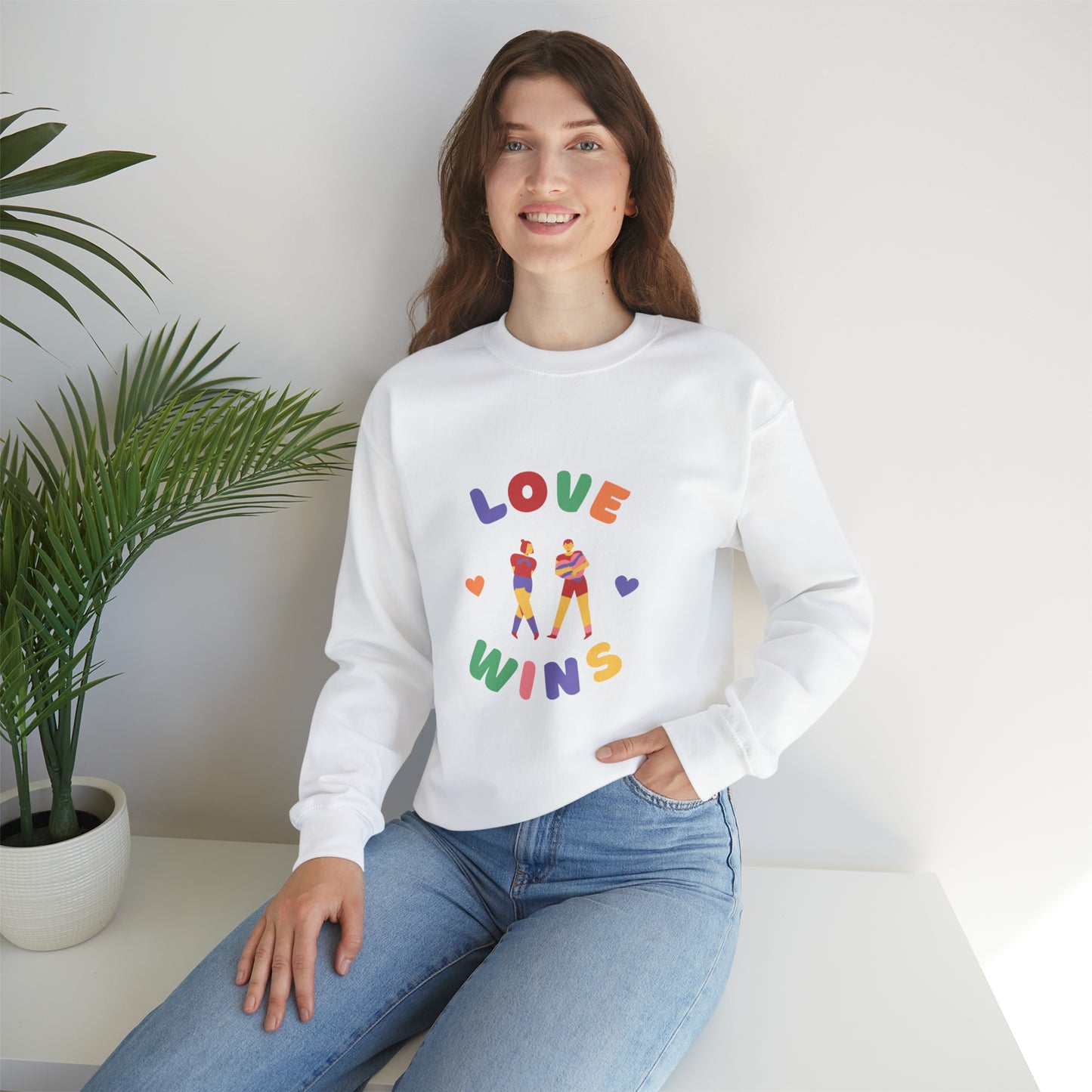 Beautiful LOVE WINS couple Heavy Blend™ Crewneck Sweatshirt for men and women