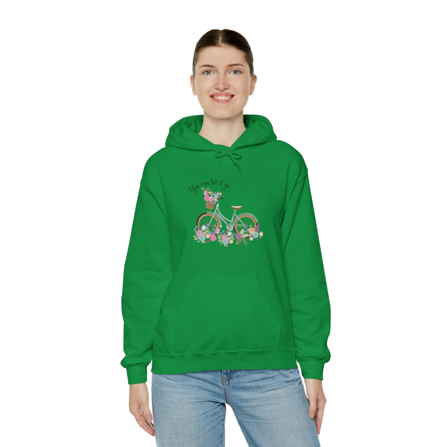 Beautiful and Colourful bicycle with flowers you can let it go  Heavy Blend™ Hooded Sweatshirt for women