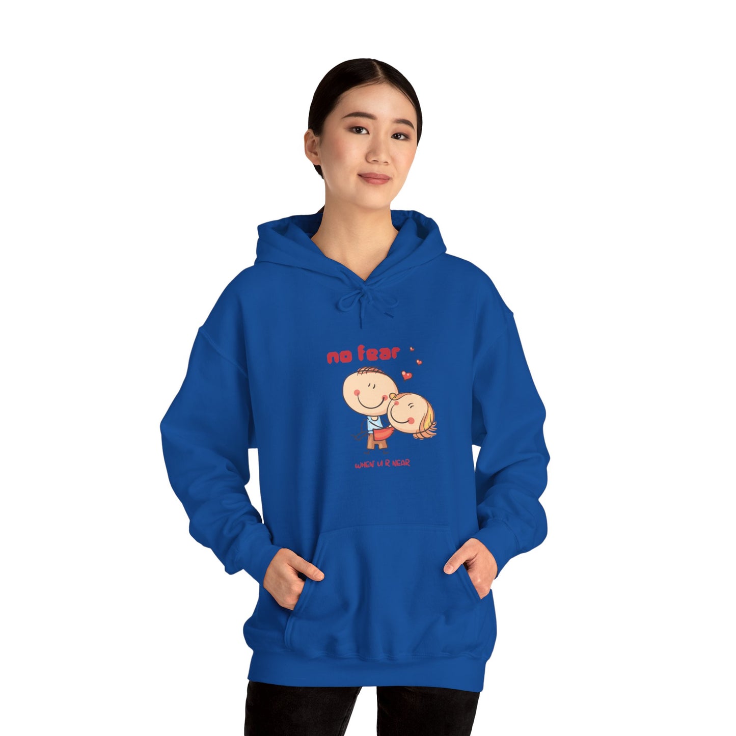 No fear when you are near cute valentine Heavy Hooded Sweatshirt for men and women