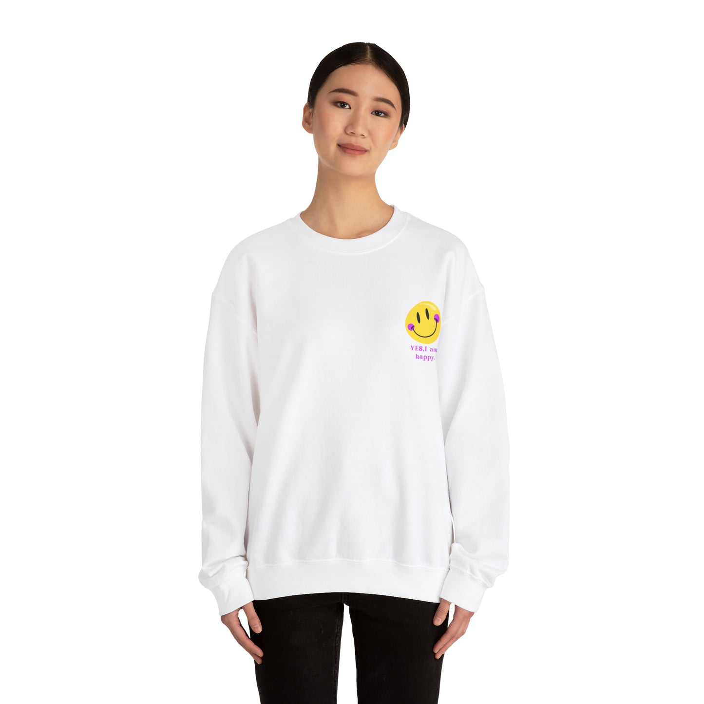 Yes, i am happy Heavy Blend™ Crewneck Sweatshirt for men and women