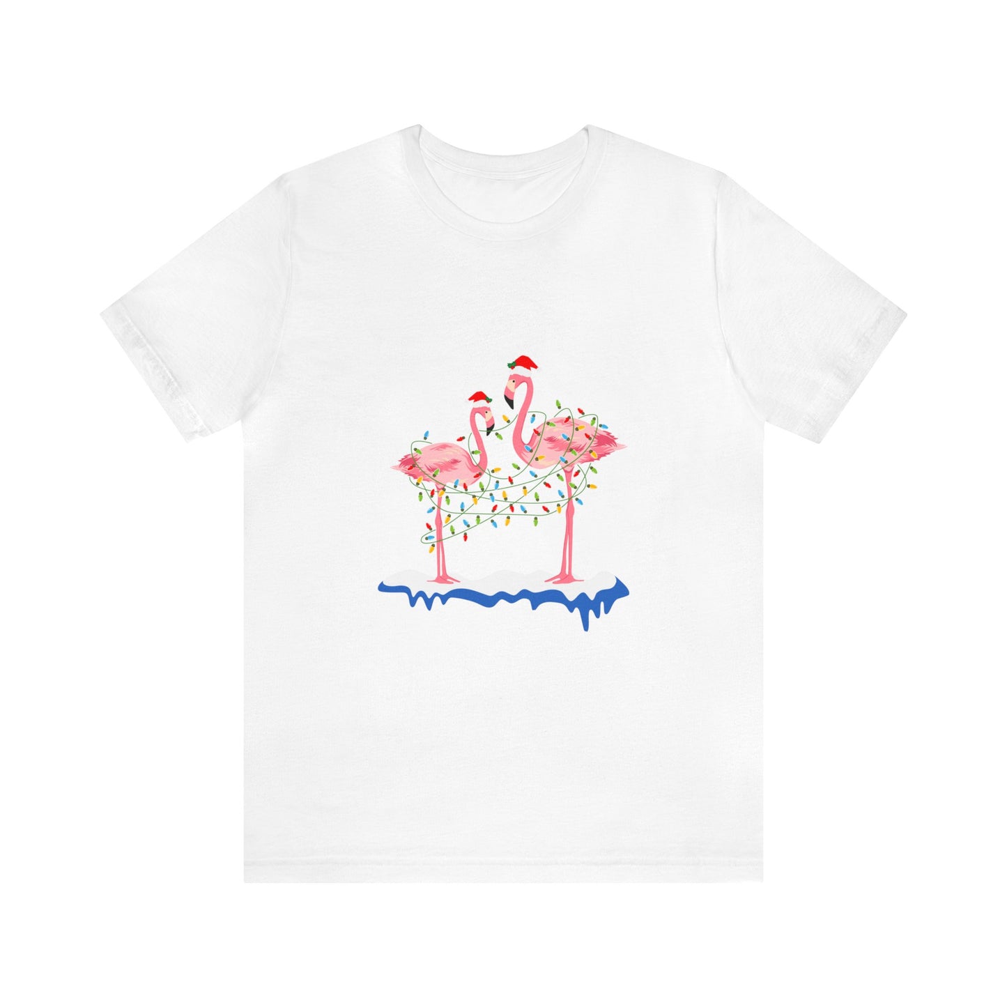 Beautiful flamingo MERRY CHRISTMAS Jersey Short Sleeve Tee for men and women