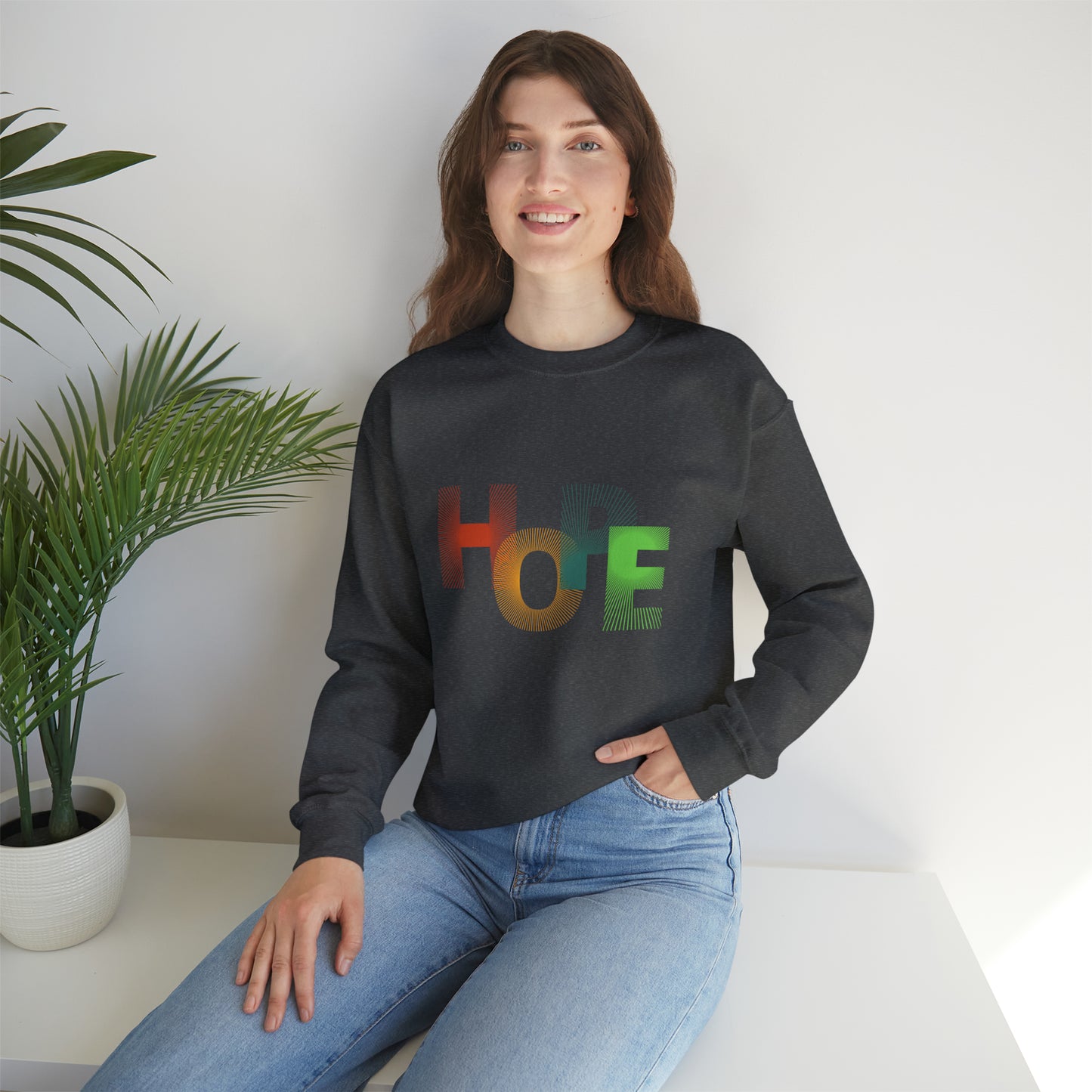 Beautiful and Colourful HOPE Heavy Blend™ Crewneck Sweatshirt for men and women