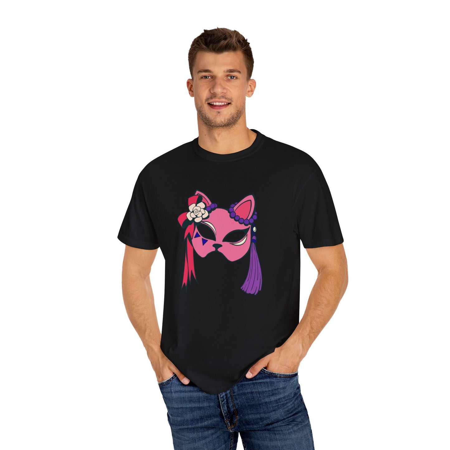 Beautiful cat mask artwork T-shirt for women