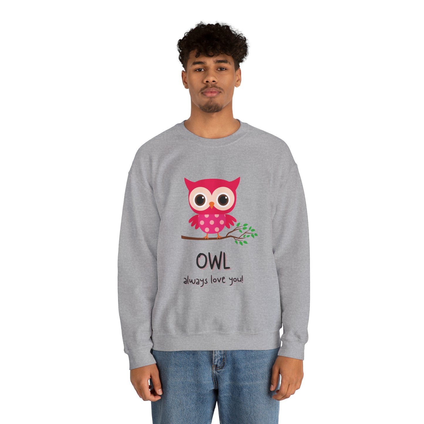 Cute owl always love you Heavy Blend™ Crewneck Sweatshirt for men and women