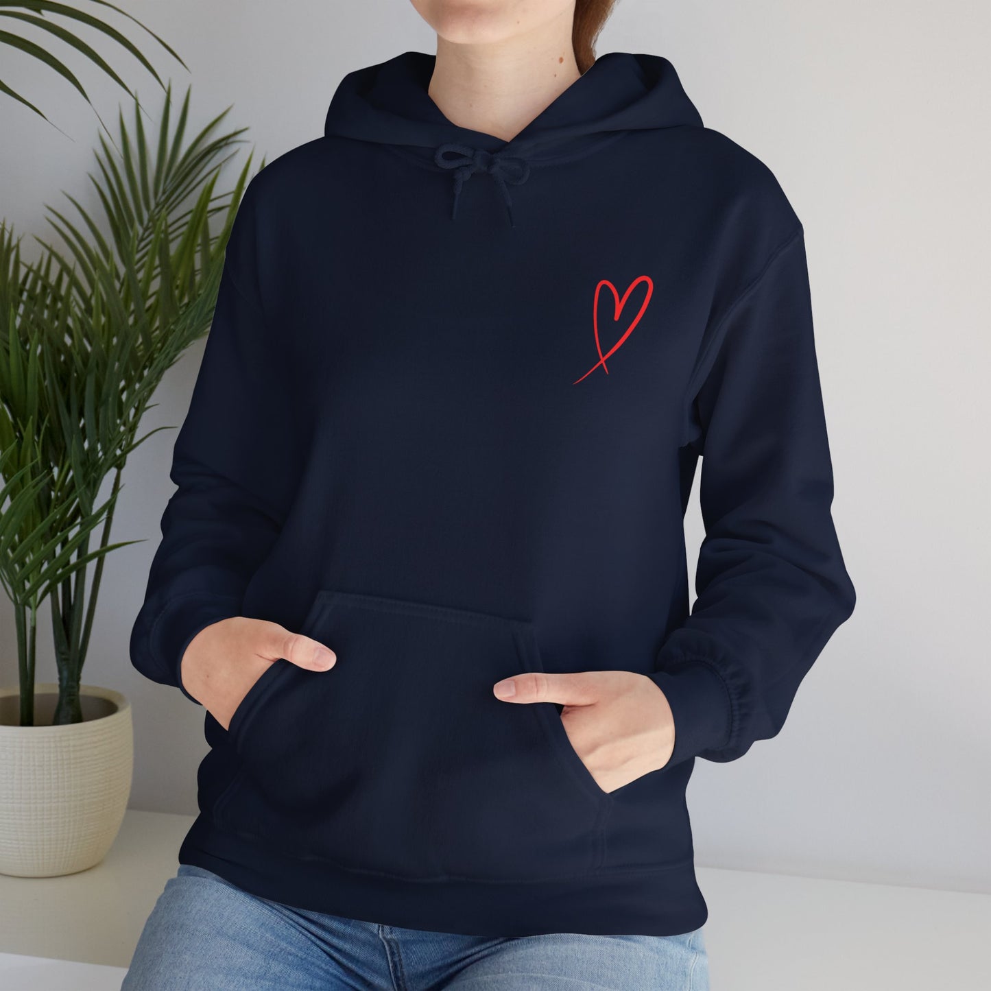 Red heart valentine's special Heavy Hooded Sweatshirt for men and women