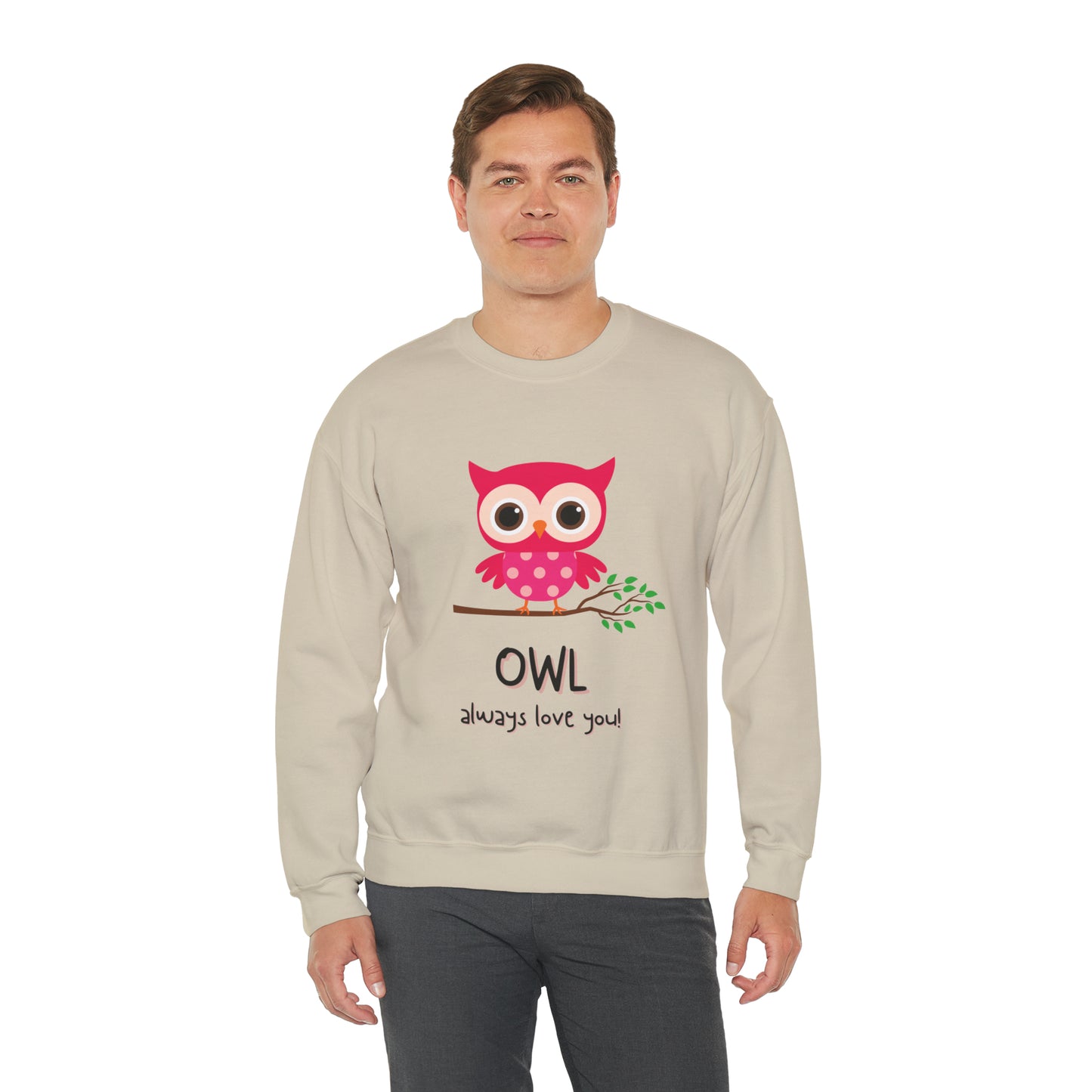 Cute owl always love you Heavy Blend™ Crewneck Sweatshirt for men and women