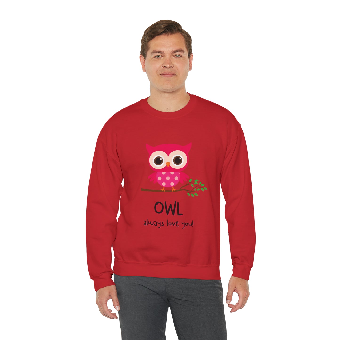 Cute owl always love you Heavy Blend™ Crewneck Sweatshirt for men and women