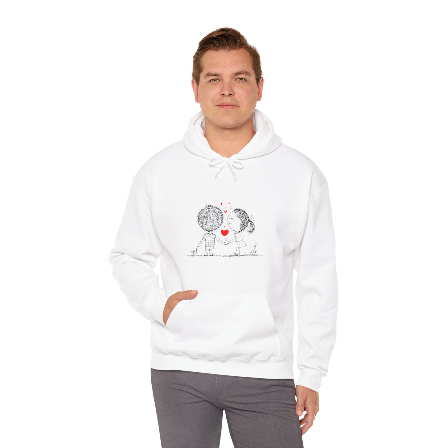 Love couple, Valentine's day cute Heavy Hooded Sweatshirt for men women