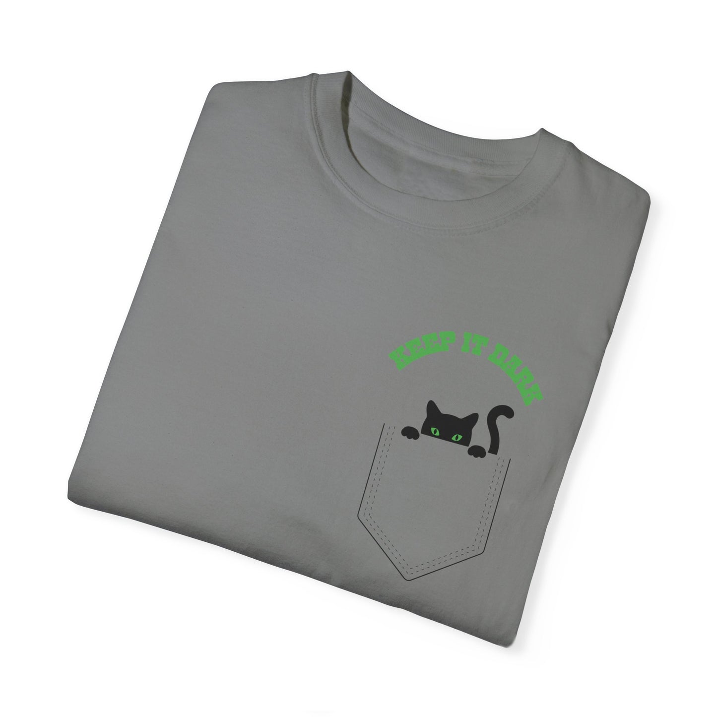 Cute Cat in pocket Keep it dark t-shirt for men and women