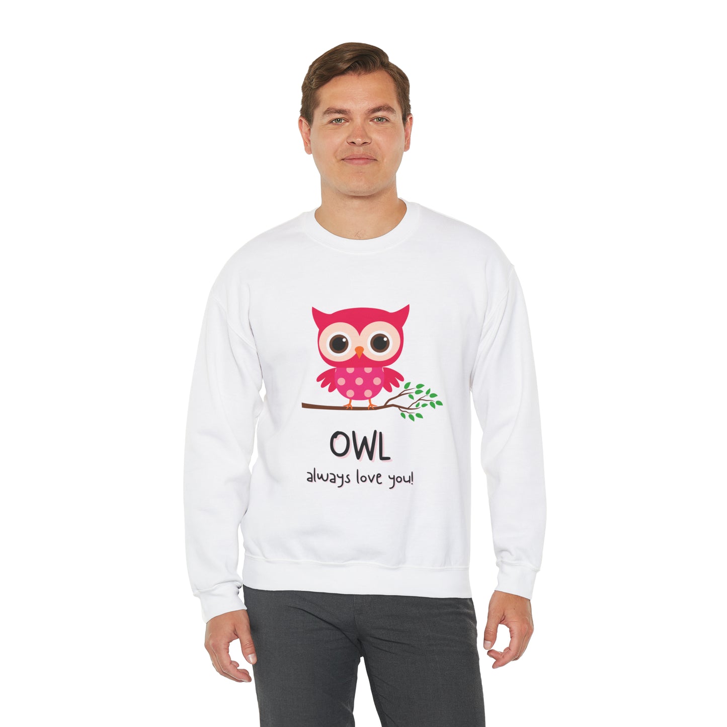 Cute owl always love you Heavy Blend™ Crewneck Sweatshirt for men and women