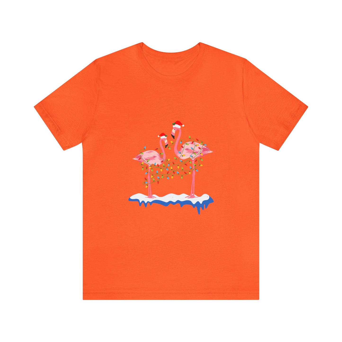 Beautiful flamingo MERRY CHRISTMAS Jersey Short Sleeve Tee for men and women