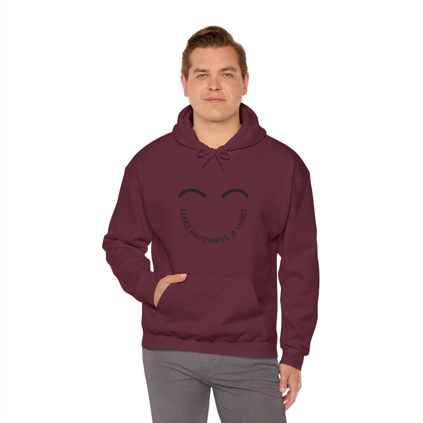 Make happiness a habit Heavy Blend™ Hooded Sweatshirt for men and women