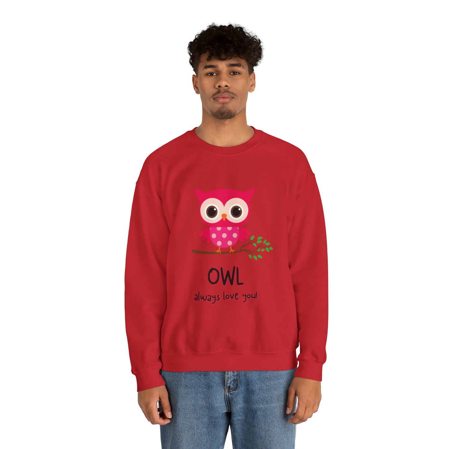 Cute owl always love you Heavy Blend™ Crewneck Sweatshirt for men and women