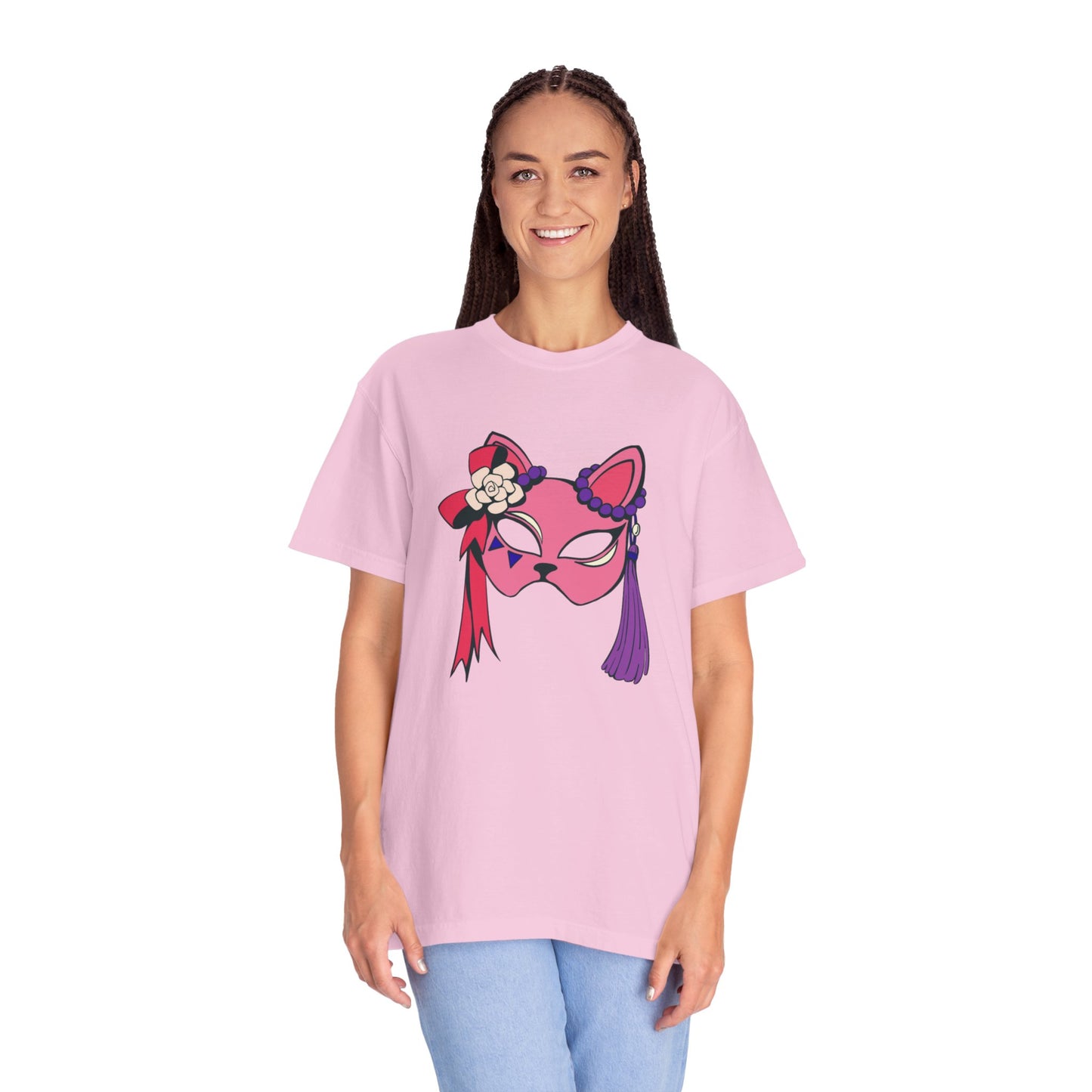 Beautiful cat mask artwork T-shirt for women