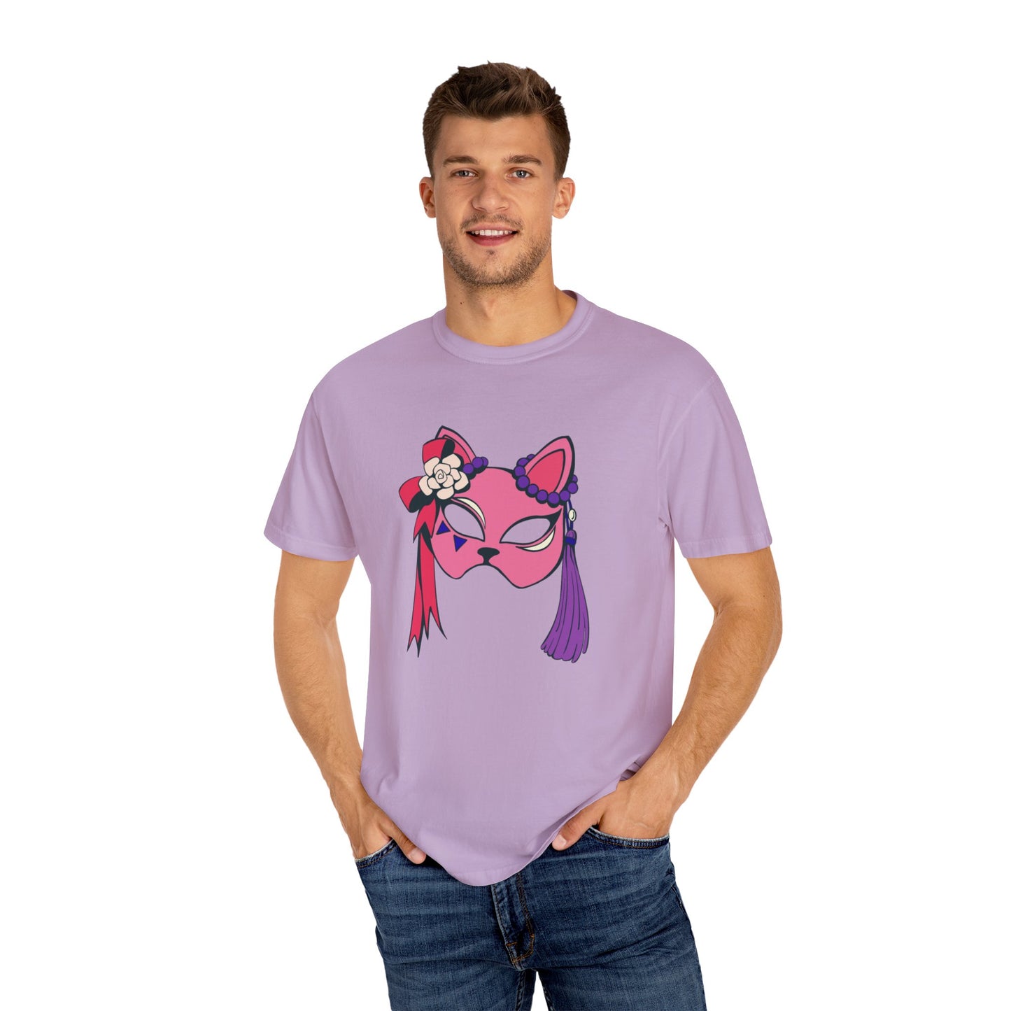 Beautiful cat mask artwork T-shirt for women