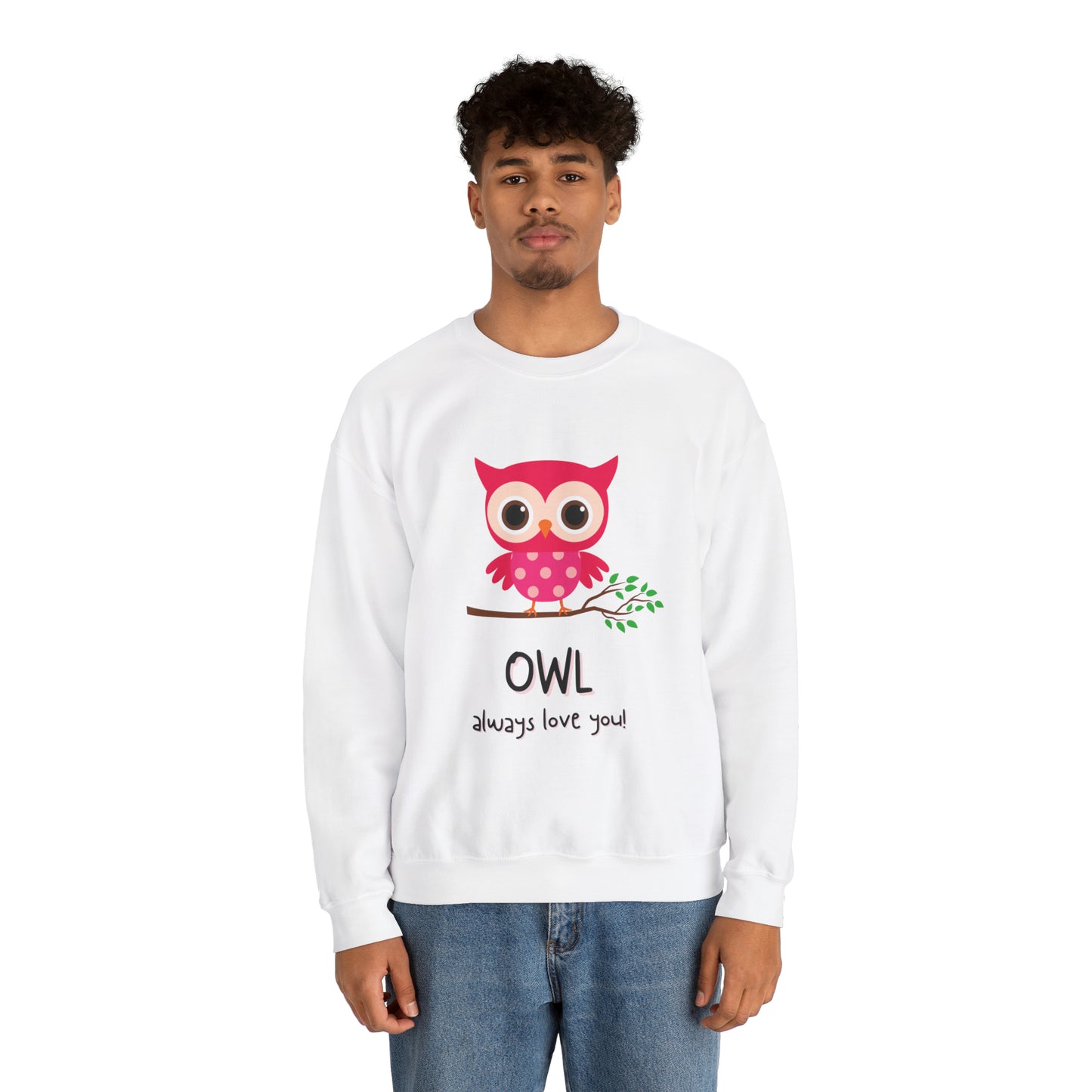 Cute owl always love you Heavy Blend™ Crewneck Sweatshirt for men and women