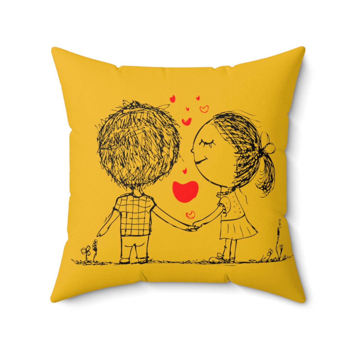 Beautiful and cute love couple Square Pillow