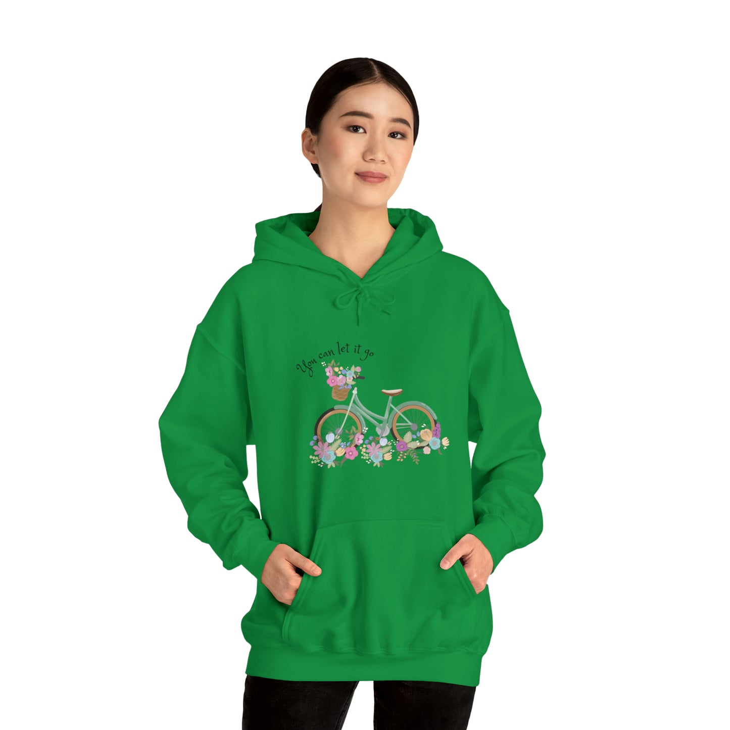 Beautiful and Colourful bicycle with flowers you can let it go  Heavy Blend™ Hooded Sweatshirt for women