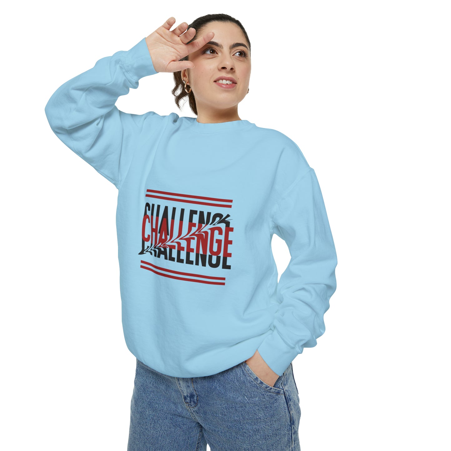 Beautiful Creative Challenge print men and women and  Garment-Dyed Sweatshirt