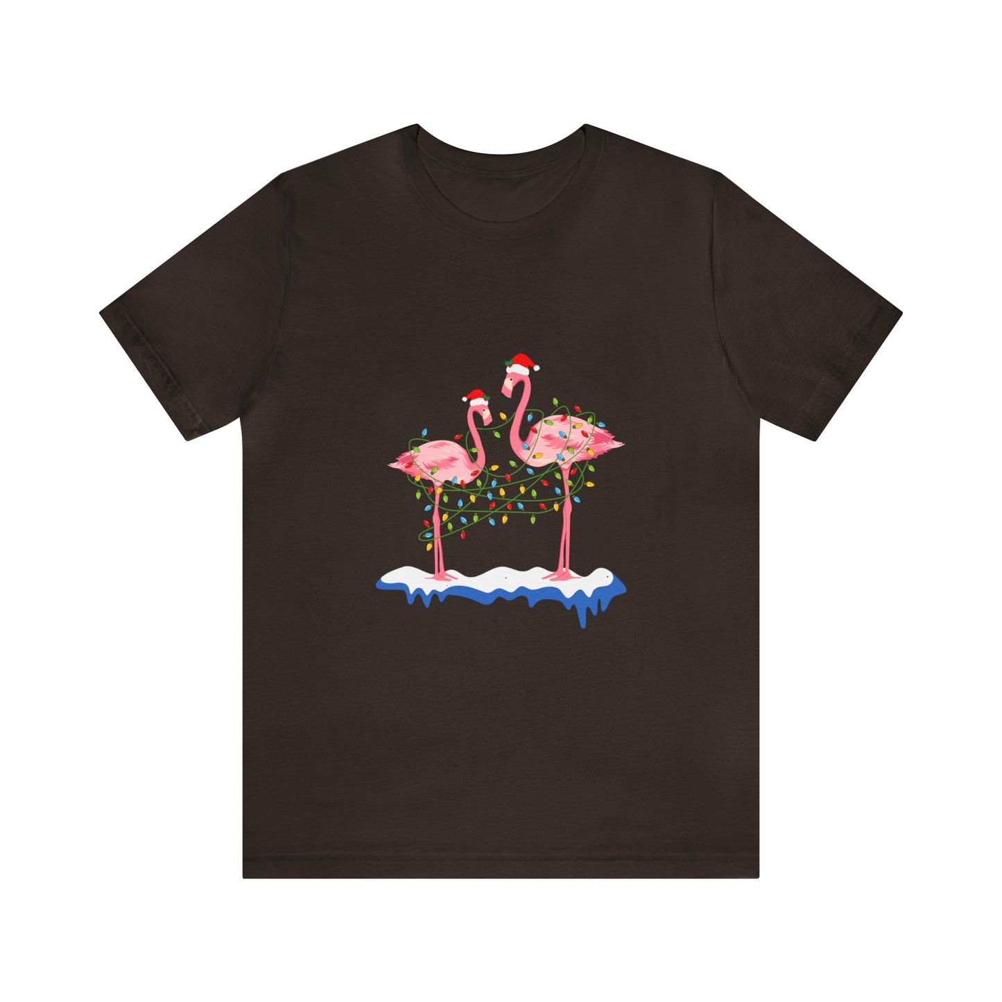 Beautiful flamingo MERRY CHRISTMAS Jersey Short Sleeve Tee for men and women