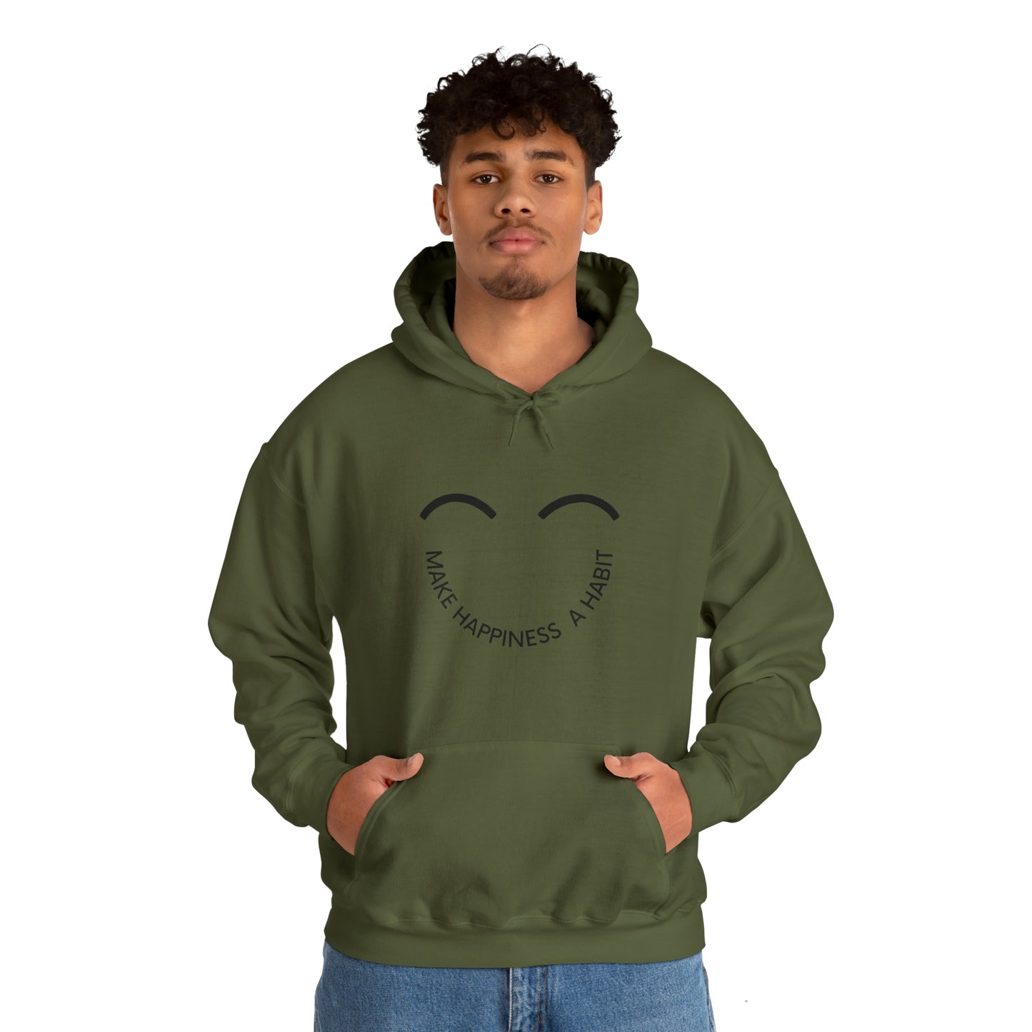 Make happiness a habit Heavy Blend™ Hooded Sweatshirt for men and women