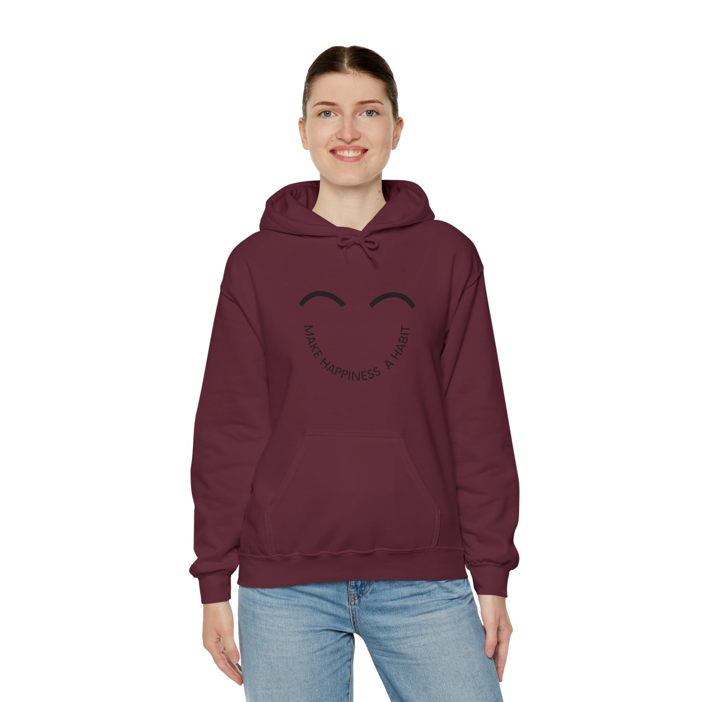 Make happiness a habit Heavy Blend™ Hooded Sweatshirt for men and women