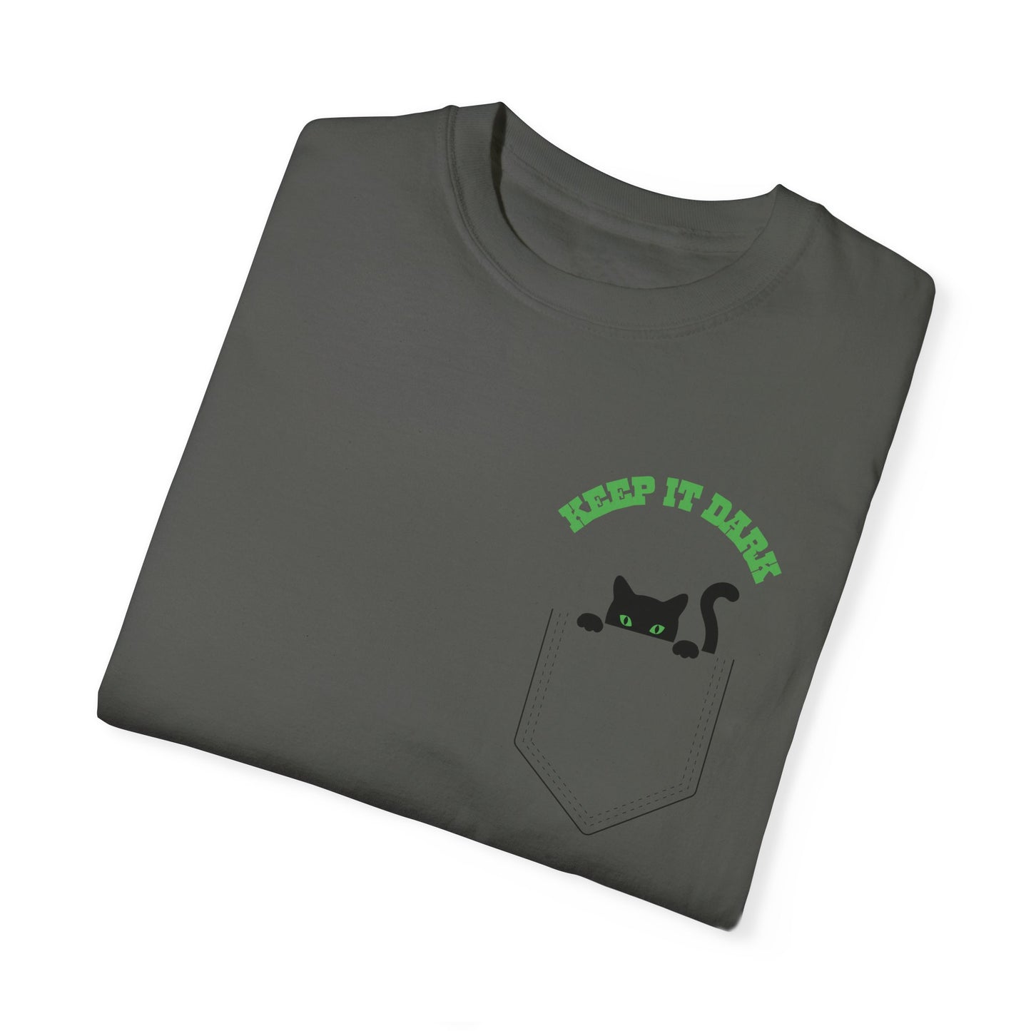 Cute Cat in pocket Keep it dark t-shirt for men and women