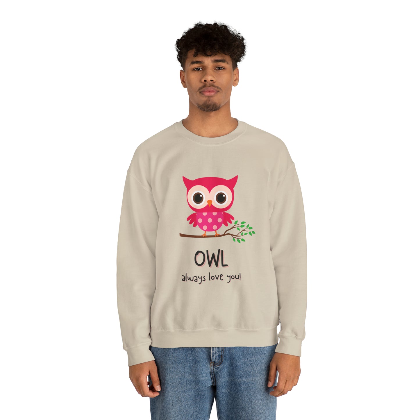 Cute owl always love you Heavy Blend™ Crewneck Sweatshirt for men and women