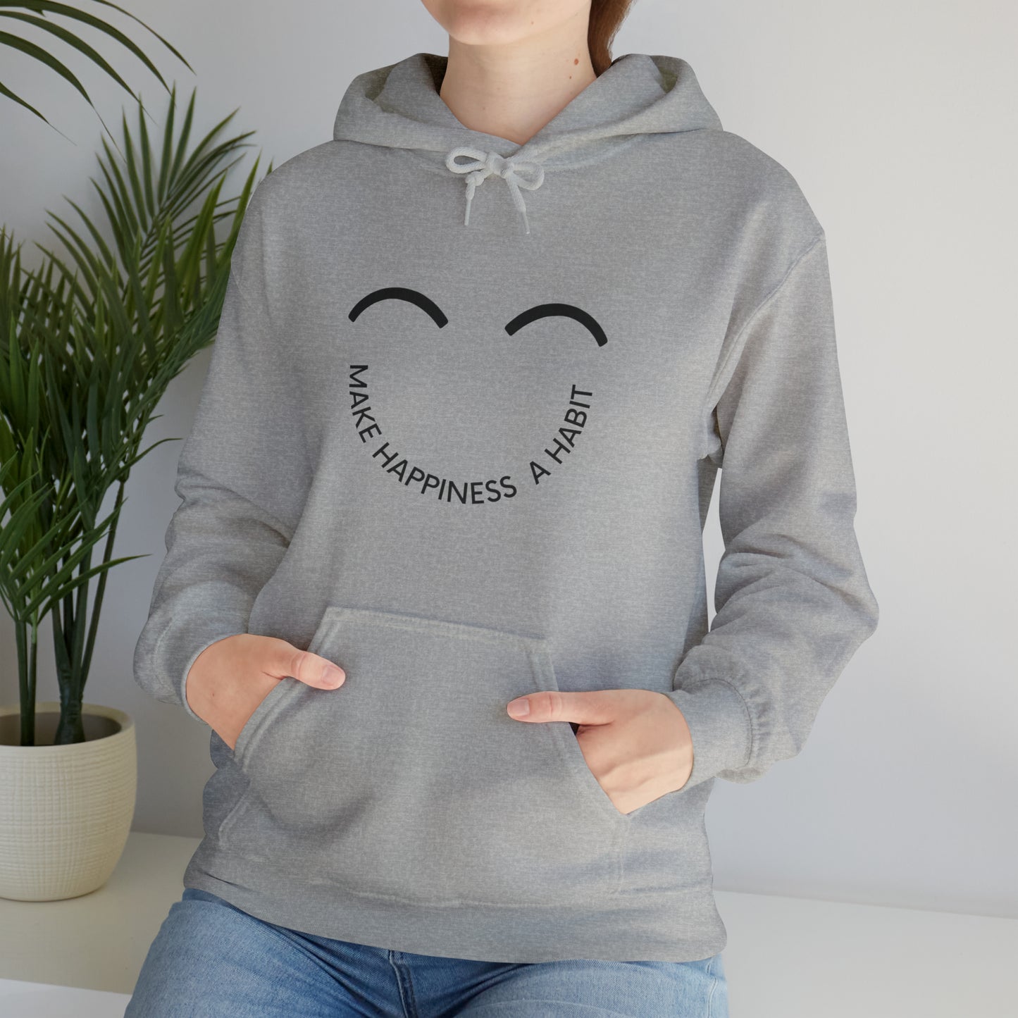 Make happiness a habit Heavy Blend™ Hooded Sweatshirt for men and women