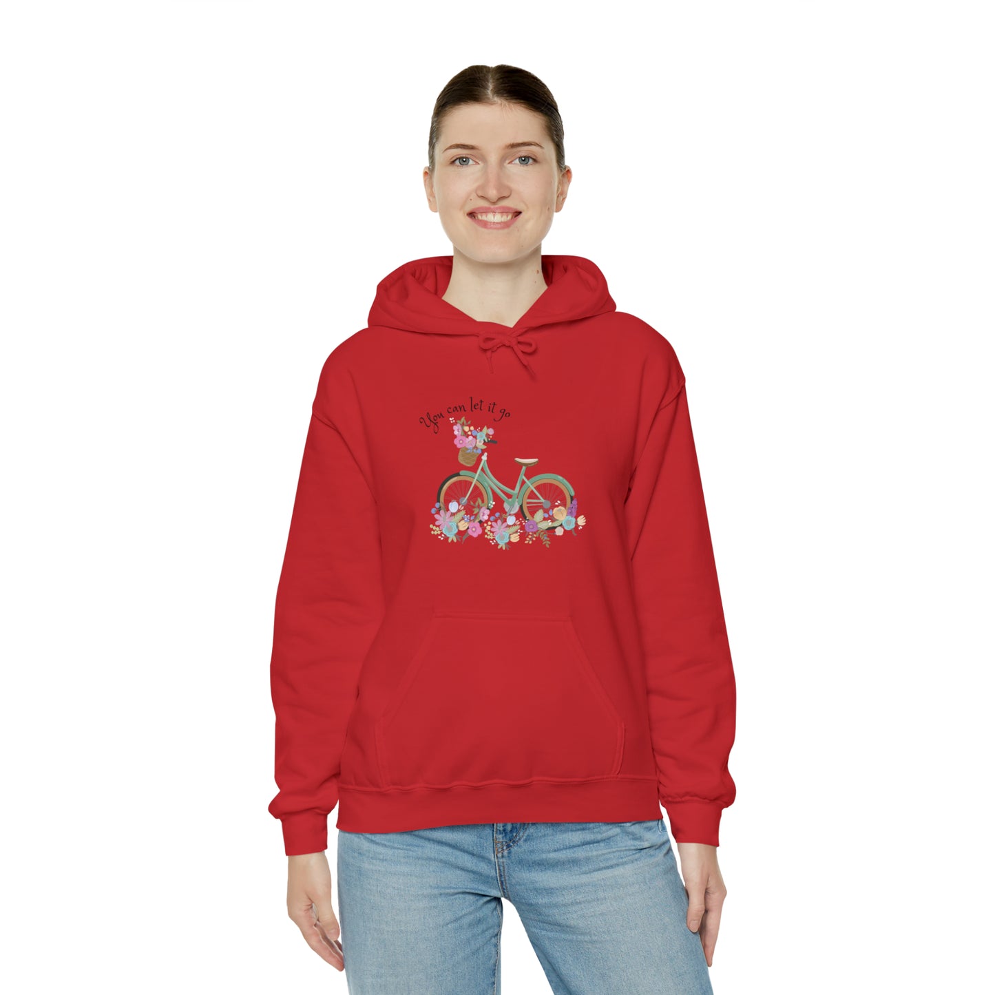 Beautiful and Colourful bicycle with flowers you can let it go  Heavy Blend™ Hooded Sweatshirt for women