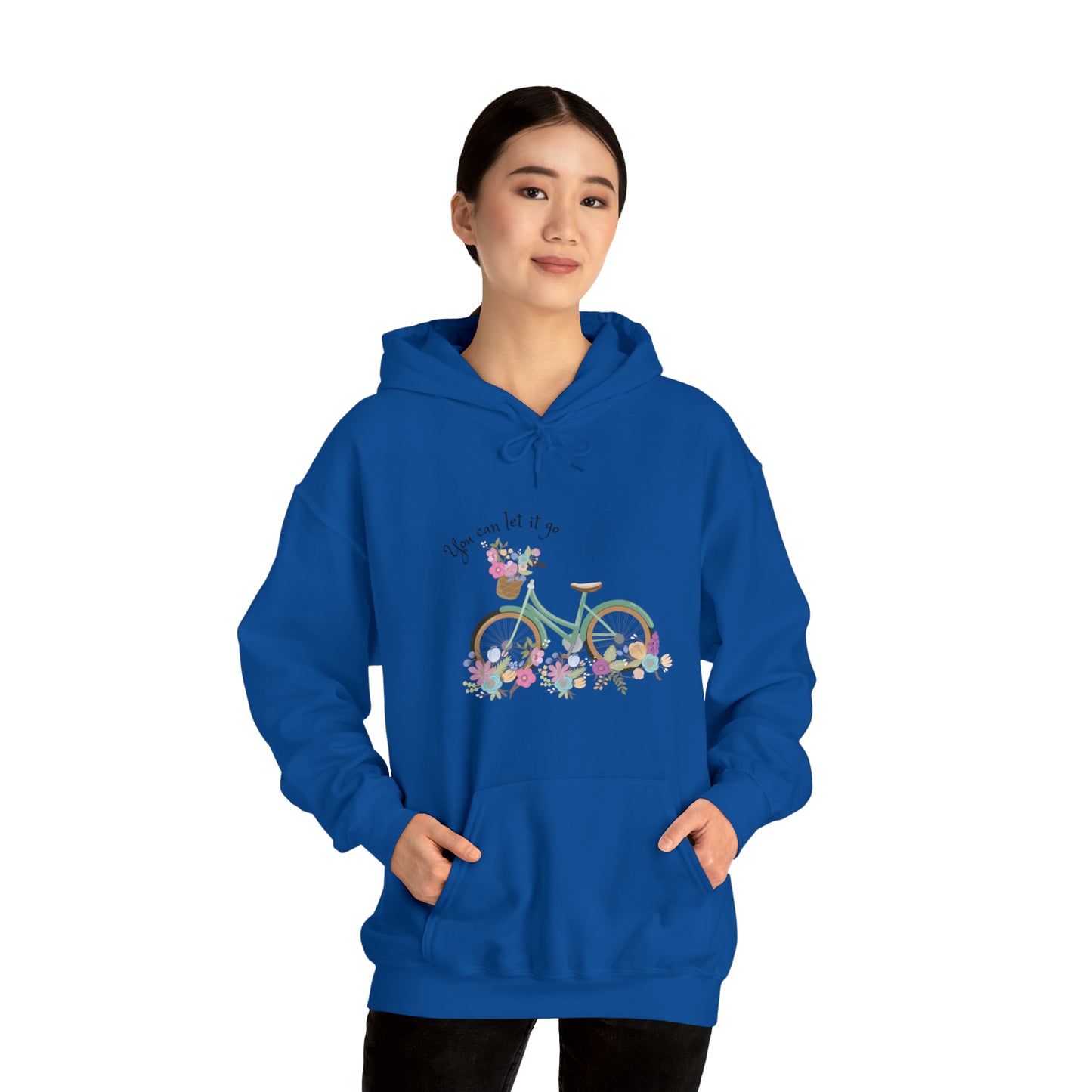 Beautiful and Colourful bicycle with flowers you can let it go  Heavy Blend™ Hooded Sweatshirt for women