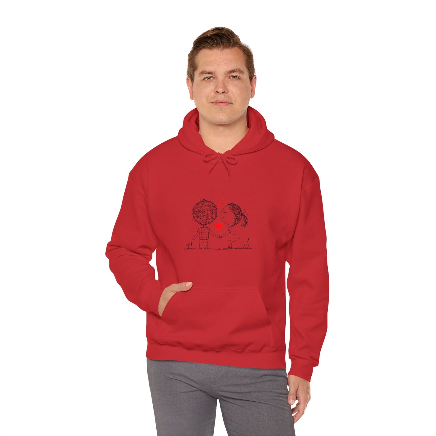 Love couple, Valentine's day cute Heavy Hooded Sweatshirt for men women