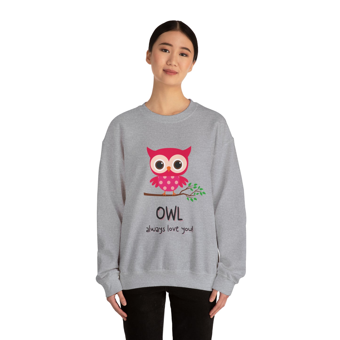 Cute owl always love you Heavy Blend™ Crewneck Sweatshirt for men and women