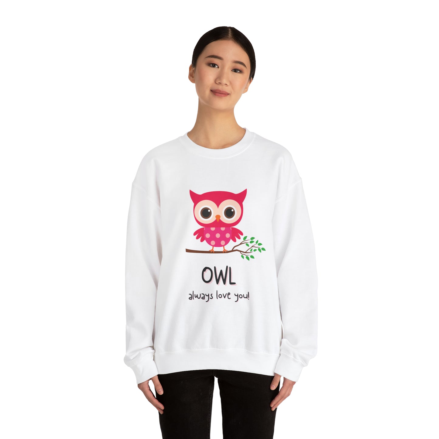 Cute owl always love you Heavy Blend™ Crewneck Sweatshirt for men and women