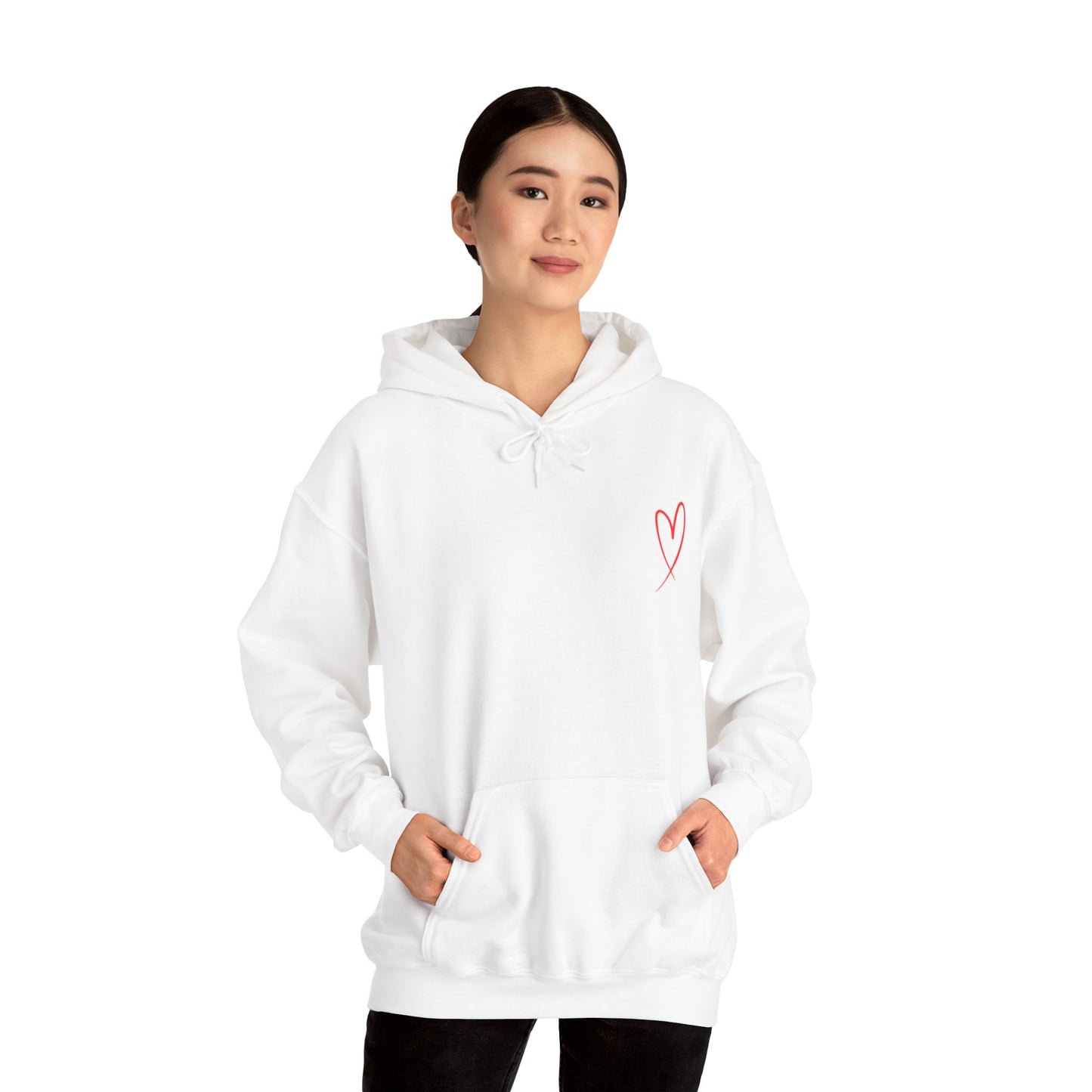 Red heart valentine's special Heavy Hooded Sweatshirt for men and women