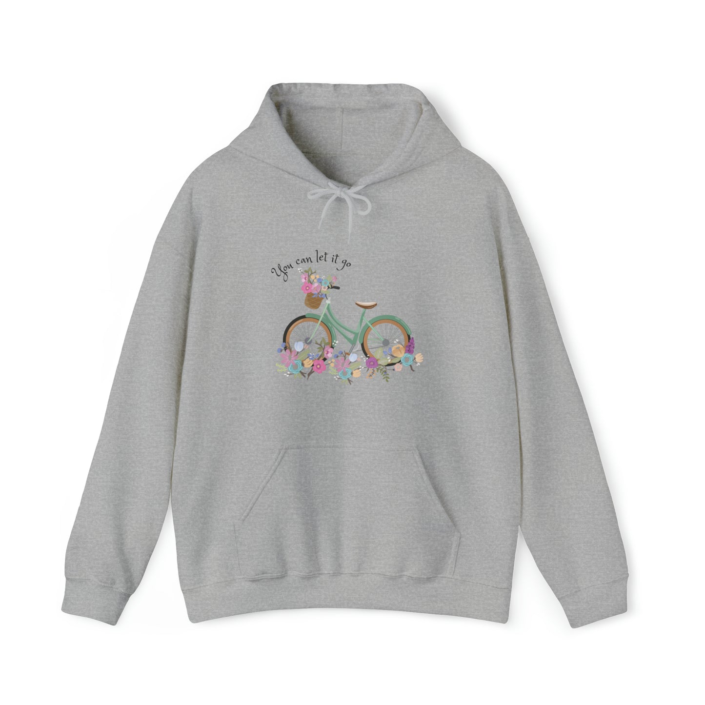 Beautiful and Colourful bicycle with flowers you can let it go  Heavy Blend™ Hooded Sweatshirt for women