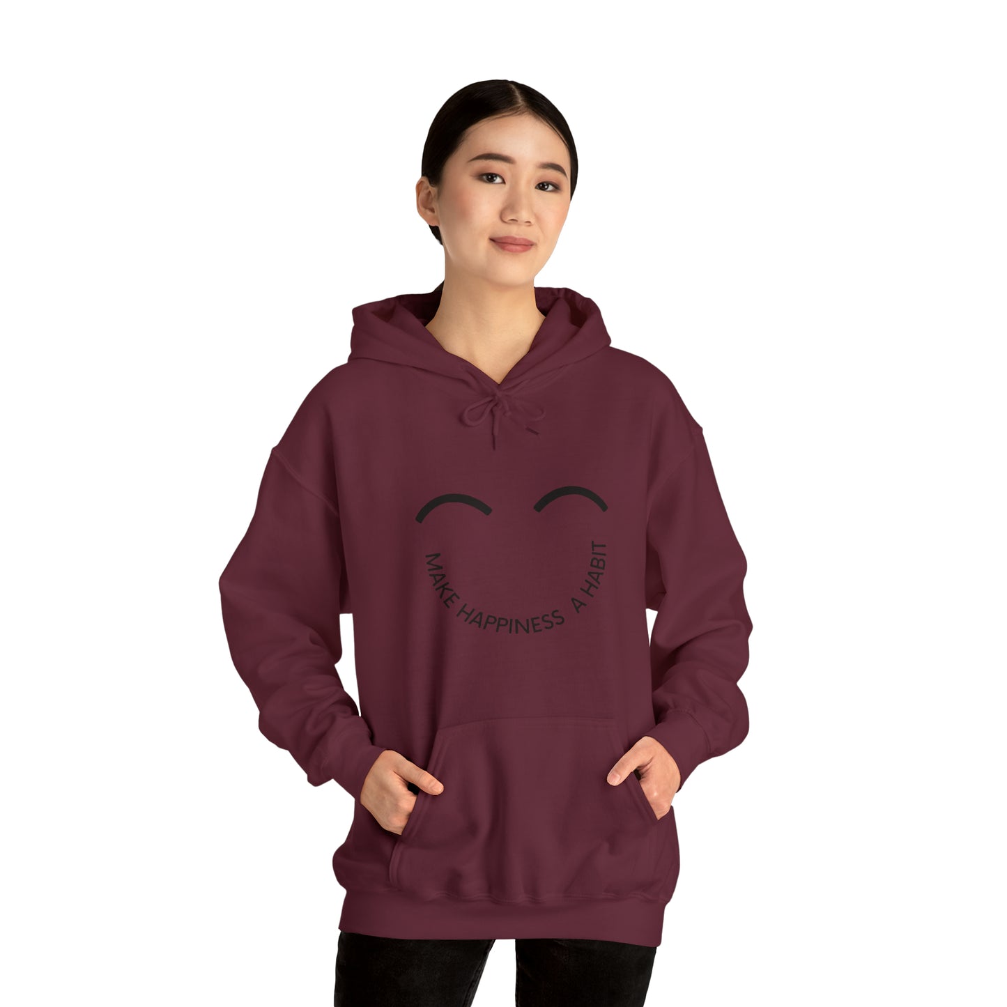 Make happiness a habit Heavy Blend™ Hooded Sweatshirt for men and women