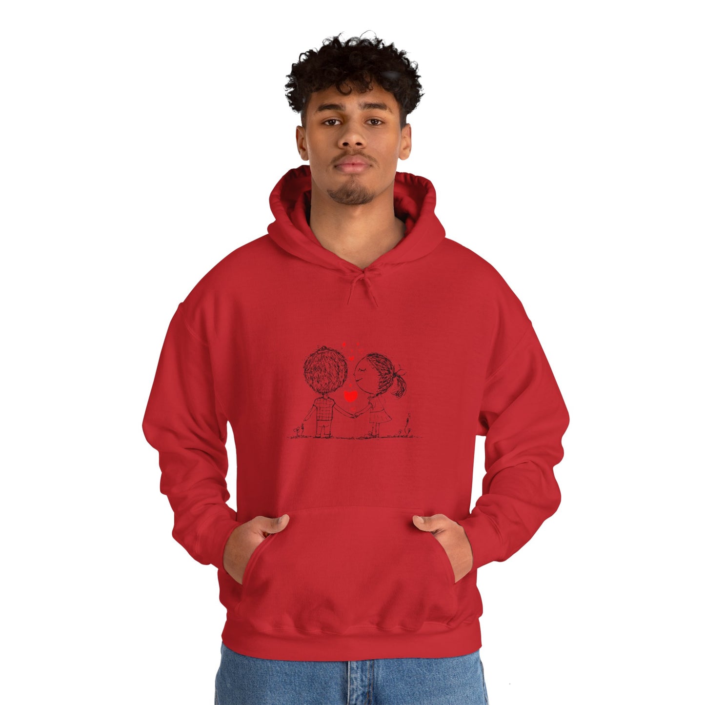 Love couple, Valentine's day cute Heavy Hooded Sweatshirt for men women