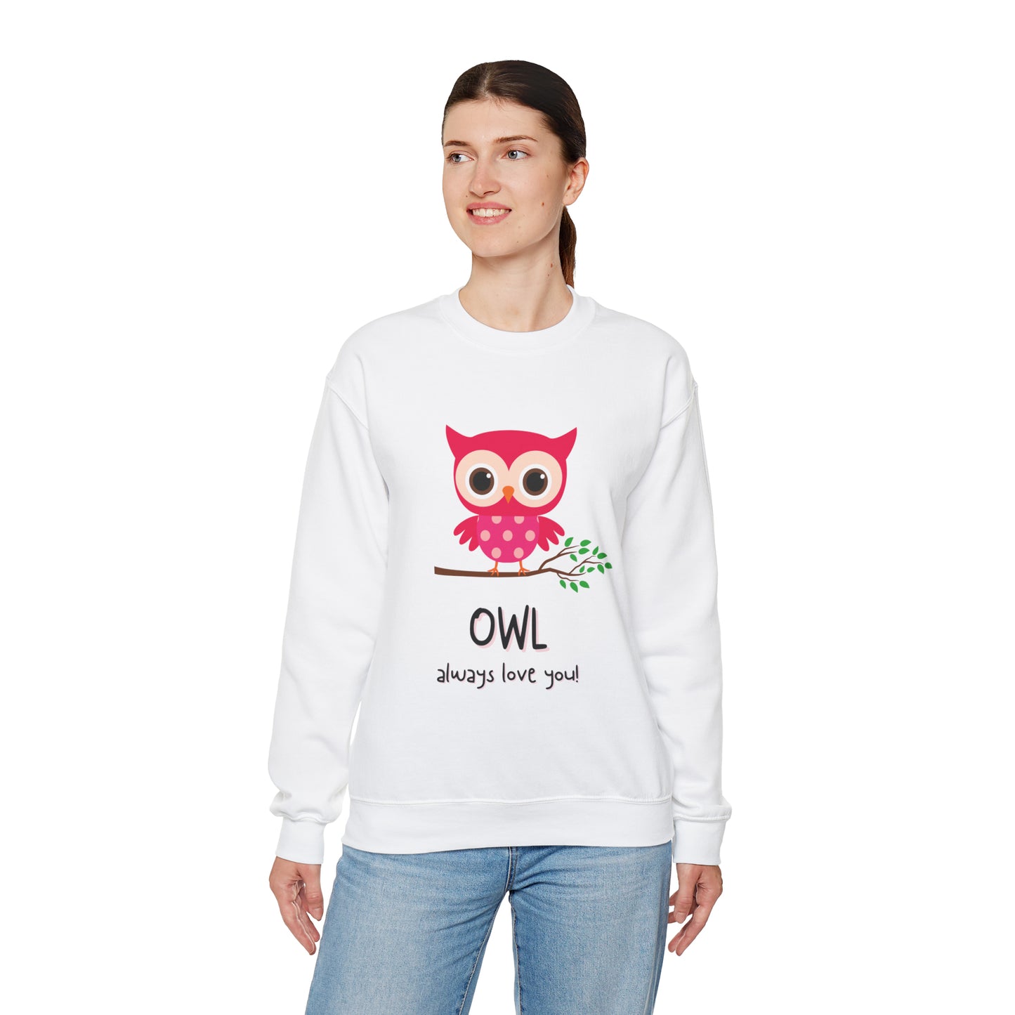 Cute owl always love you Heavy Blend™ Crewneck Sweatshirt for men and women