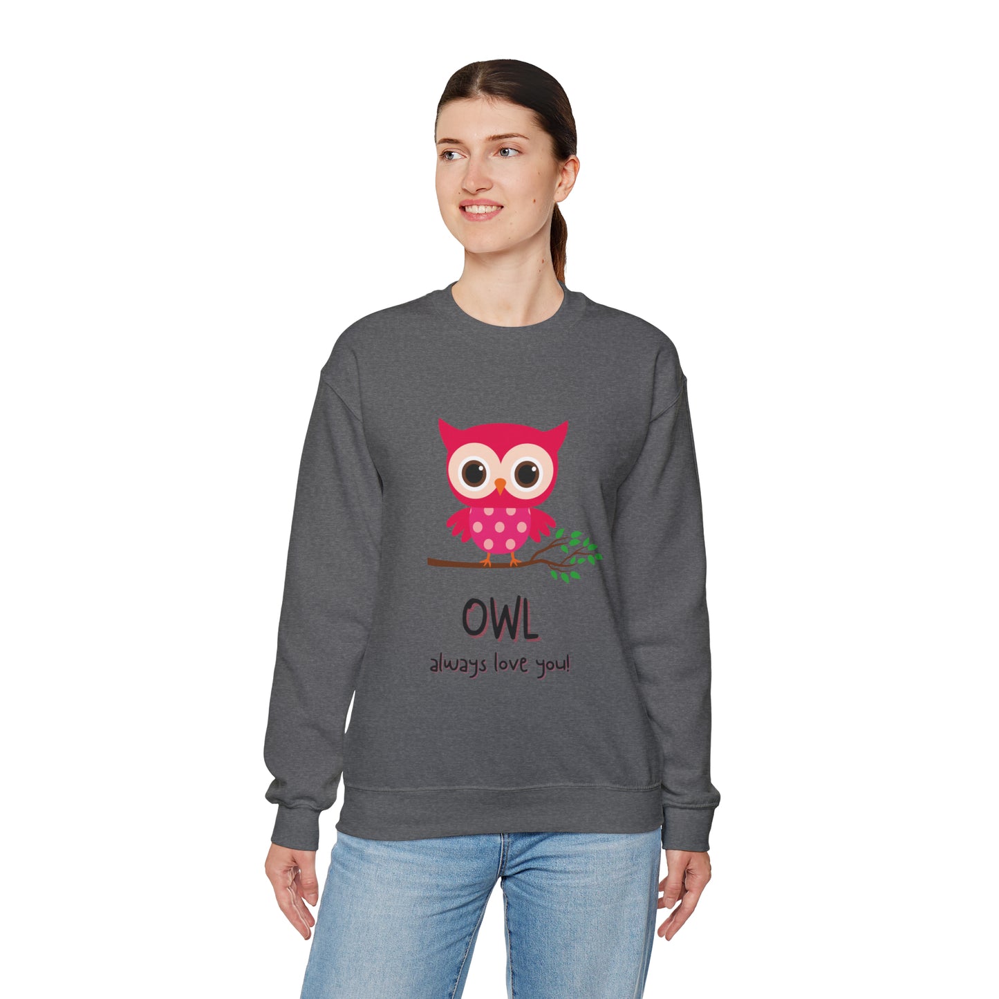 Cute owl always love you Heavy Blend™ Crewneck Sweatshirt for men and women